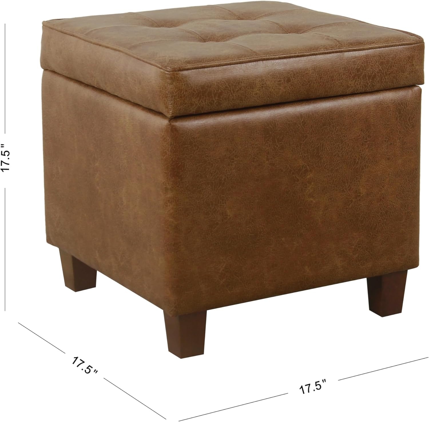 image:imageHomePop 18 Square Tufted Storage Ottoman Cream Textural WovenLight Brown