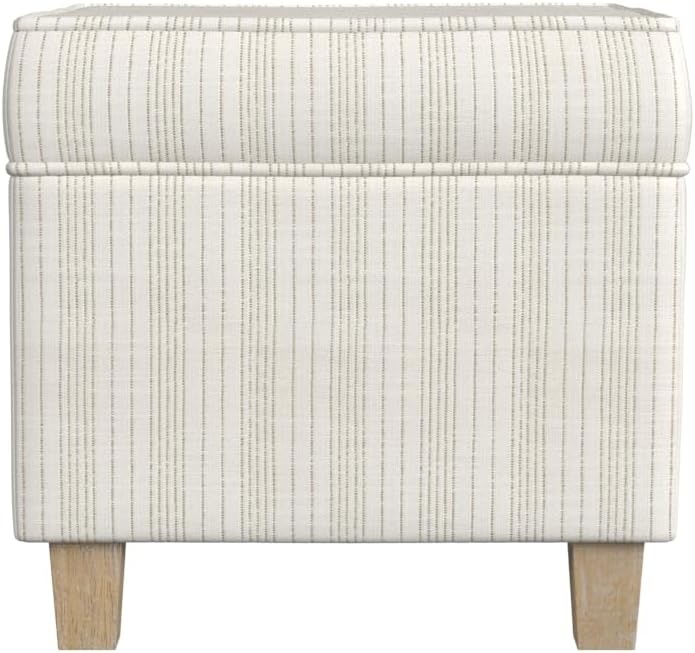 image:imageHomePop 18 Square Tufted Storage Ottoman Cream Textural WovenMarigold Pinstripe Cream Fabric