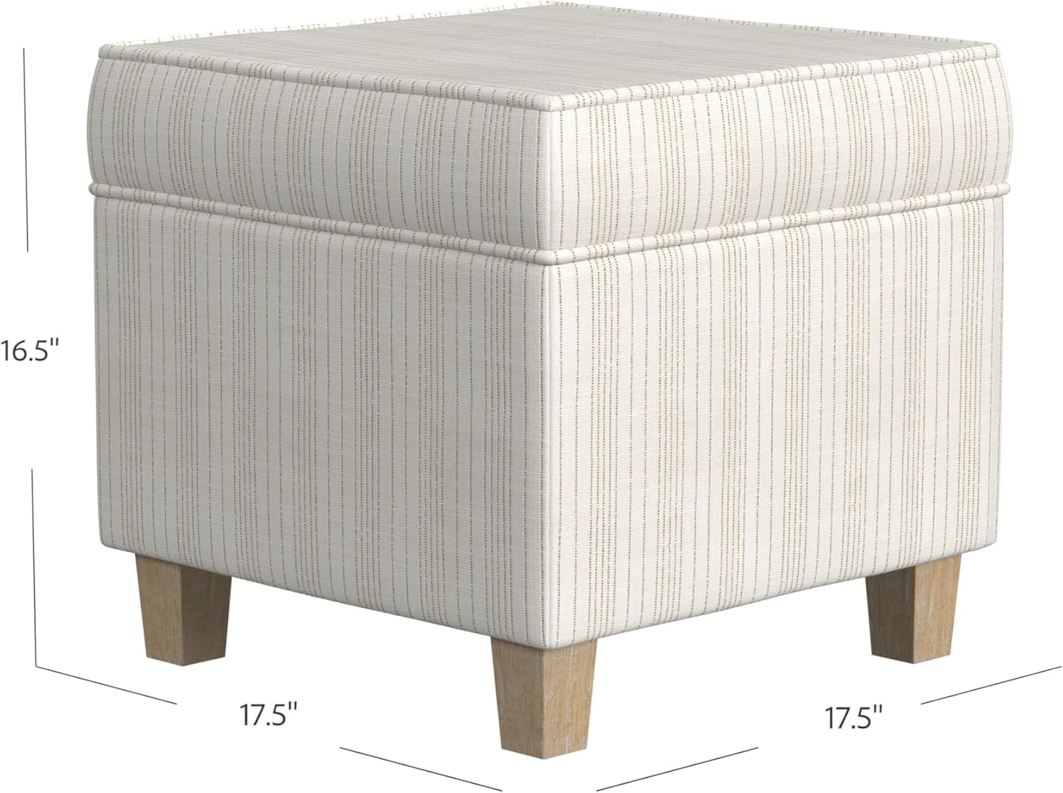 image:imageHomePop 18 Square Tufted Storage Ottoman Cream Textural WovenMarigold Pinstripe Cream Fabric