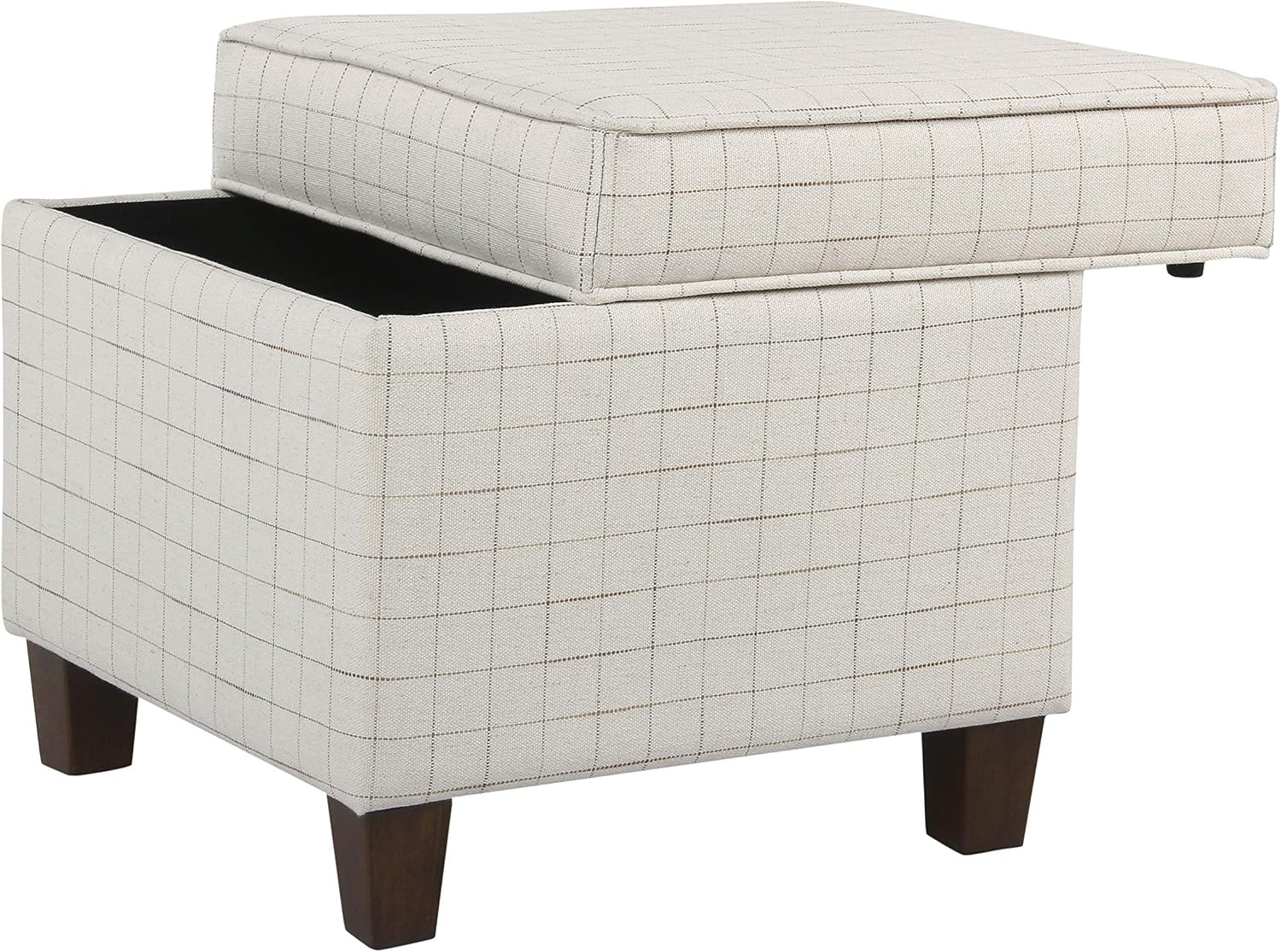 image:imageHomePop 18 Square Tufted Storage Ottoman Cream Textural WovenNatural Windowpane