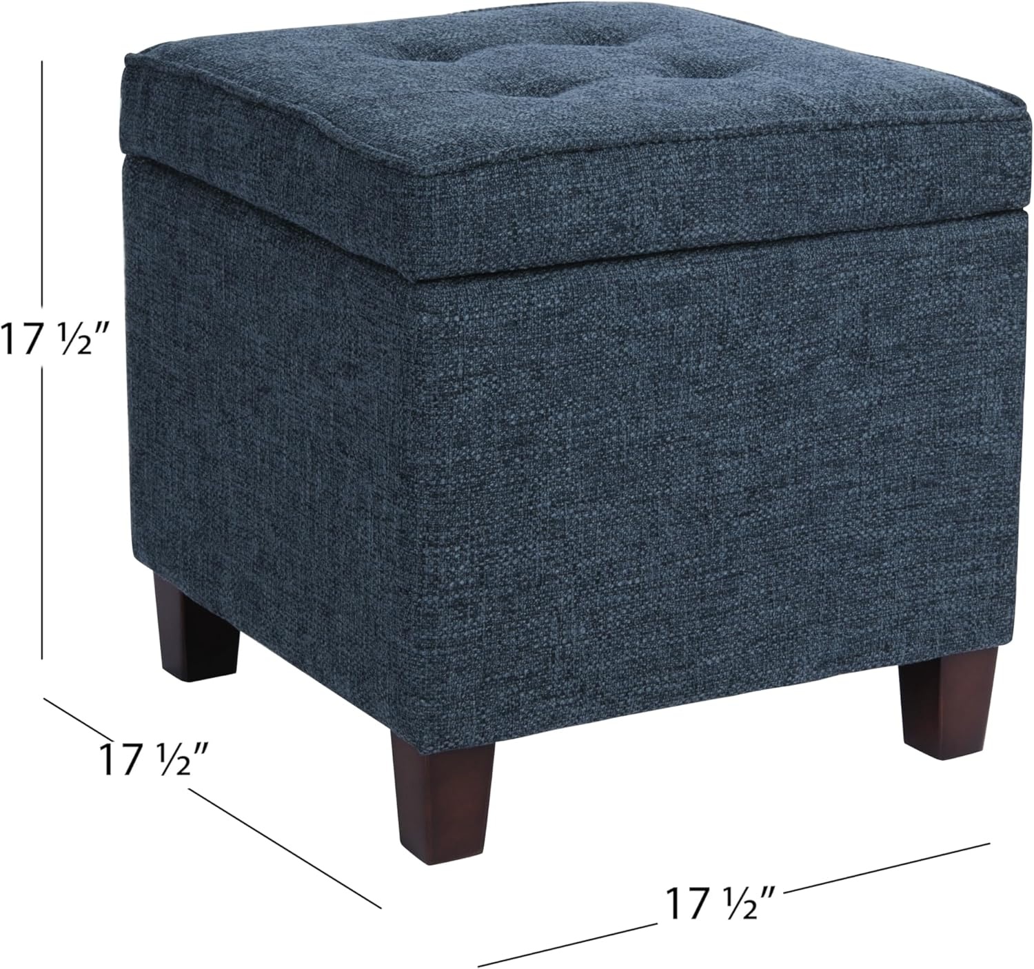 image:imageHomePop 18 Square Tufted Storage Ottoman Cream Textural WovenNavy