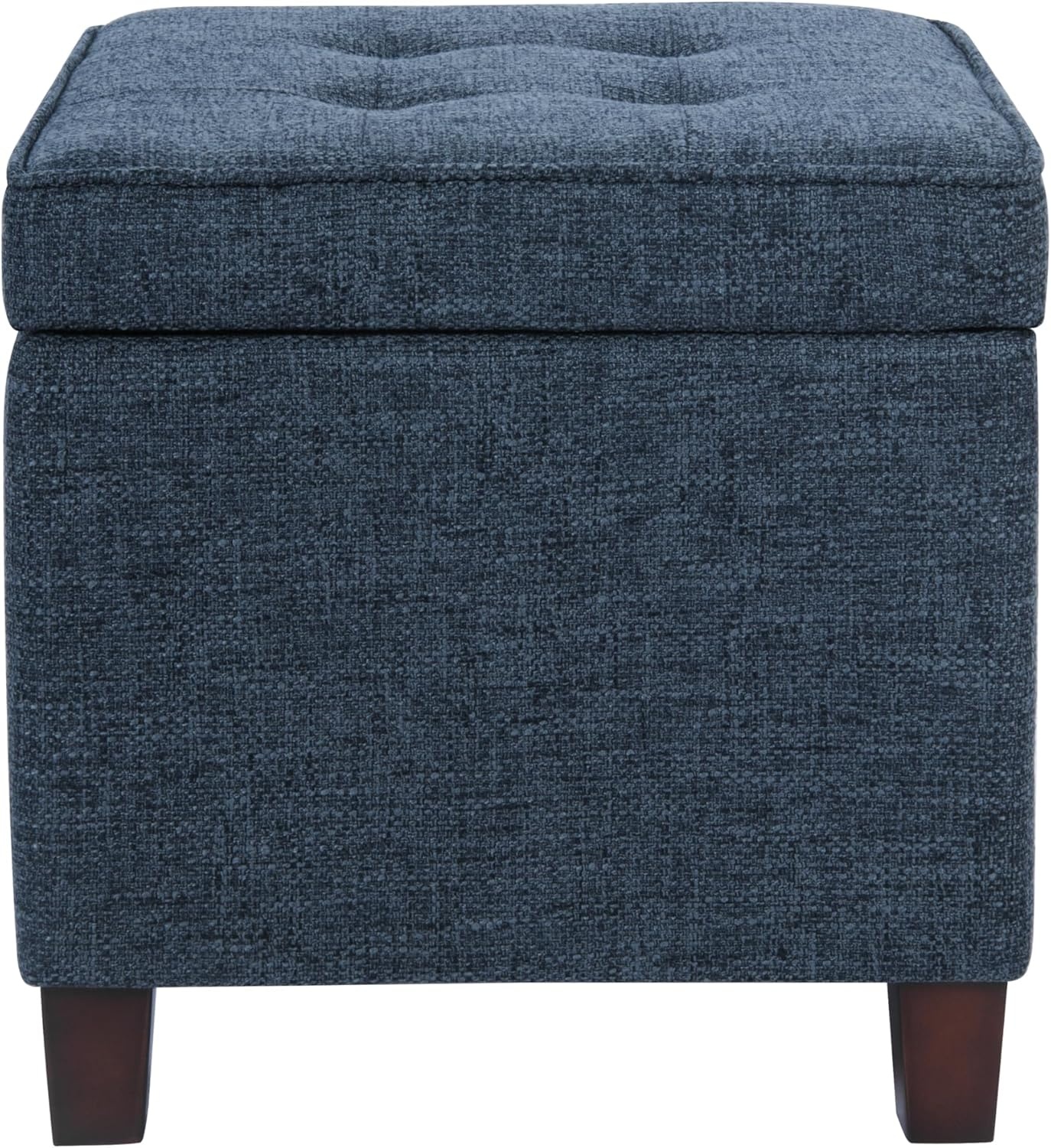 image:imageHomePop 18 Square Tufted Storage Ottoman Cream Textural WovenNavy