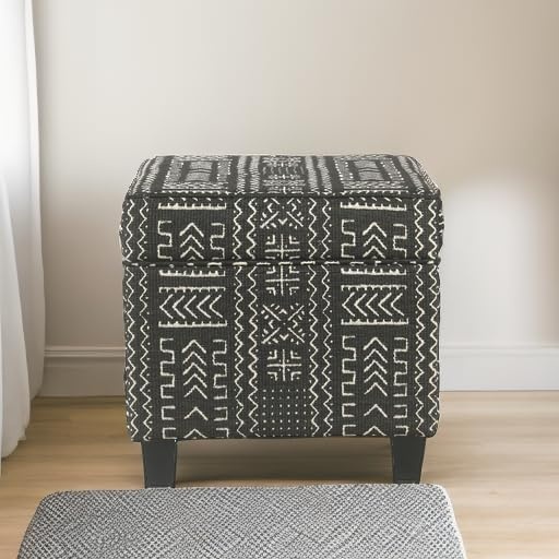 image:imageHomePop 18 Square Tufted Storage Ottoman Cream Textural WovenOnyx