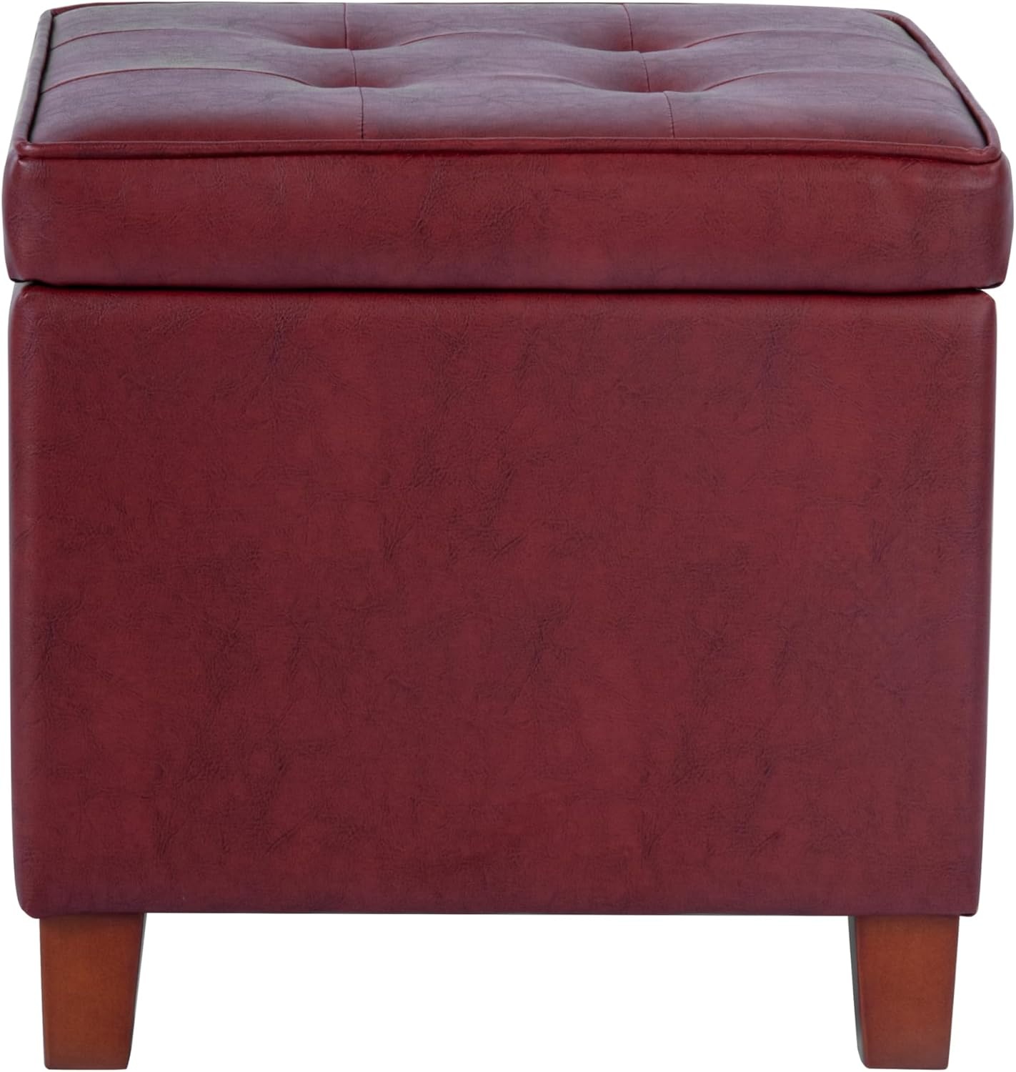 image:imageHomePop 18 Square Tufted Storage Ottoman Cream Textural WovenRed