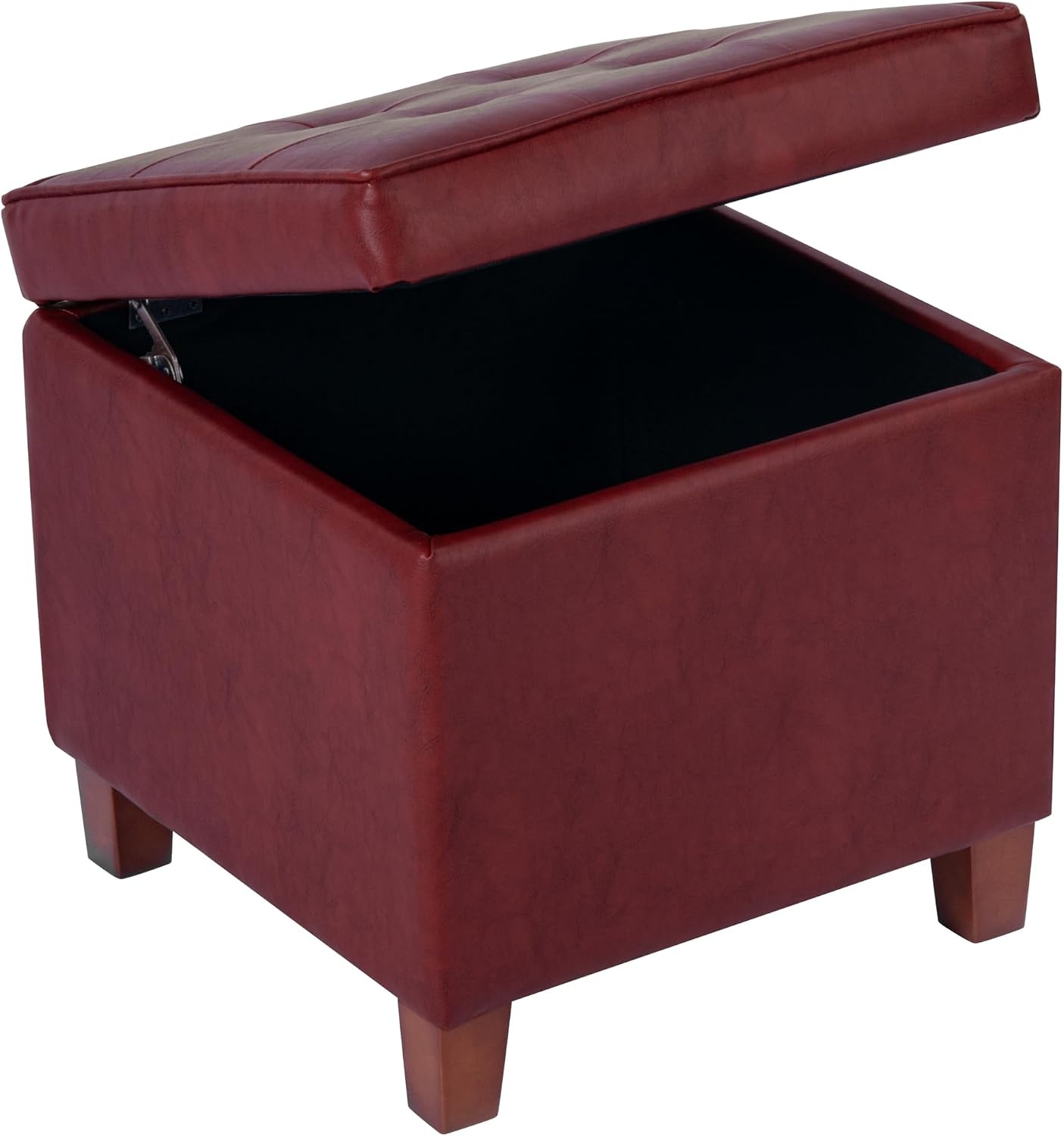 image:imageHomePop 18 Square Tufted Storage Ottoman Cream Textural WovenRed