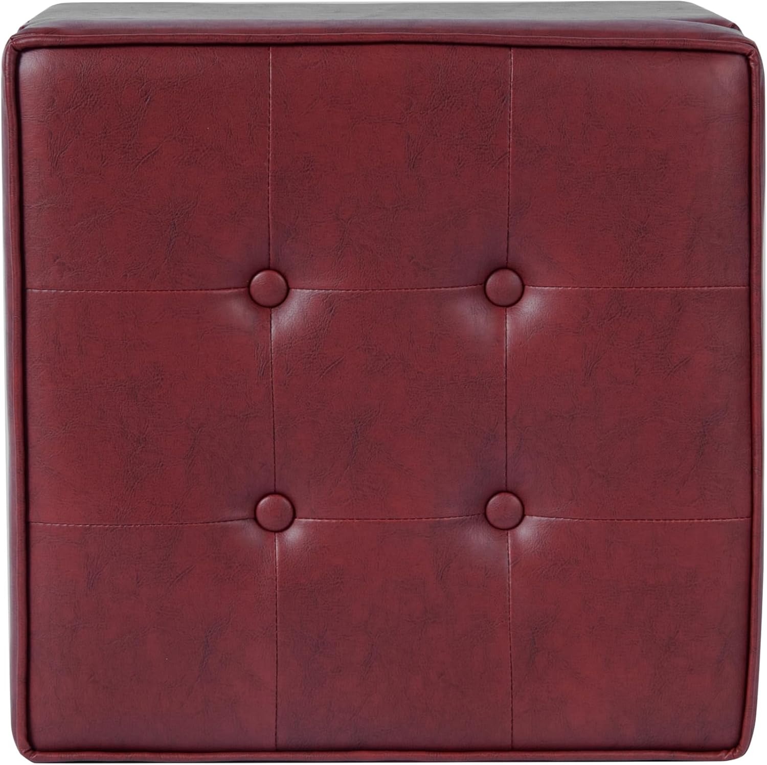 image:imageHomePop 18 Square Tufted Storage Ottoman Cream Textural WovenRed