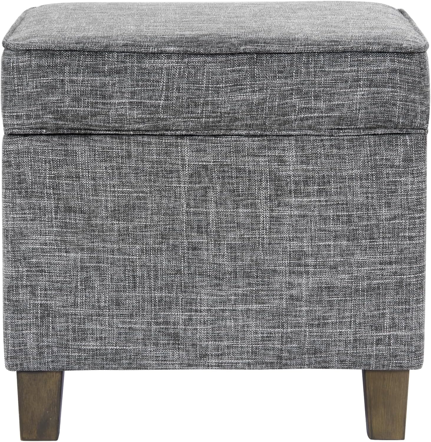 image:imageHomePop 18 Square Tufted Storage Ottoman Cream Textural WovenSlate Grey