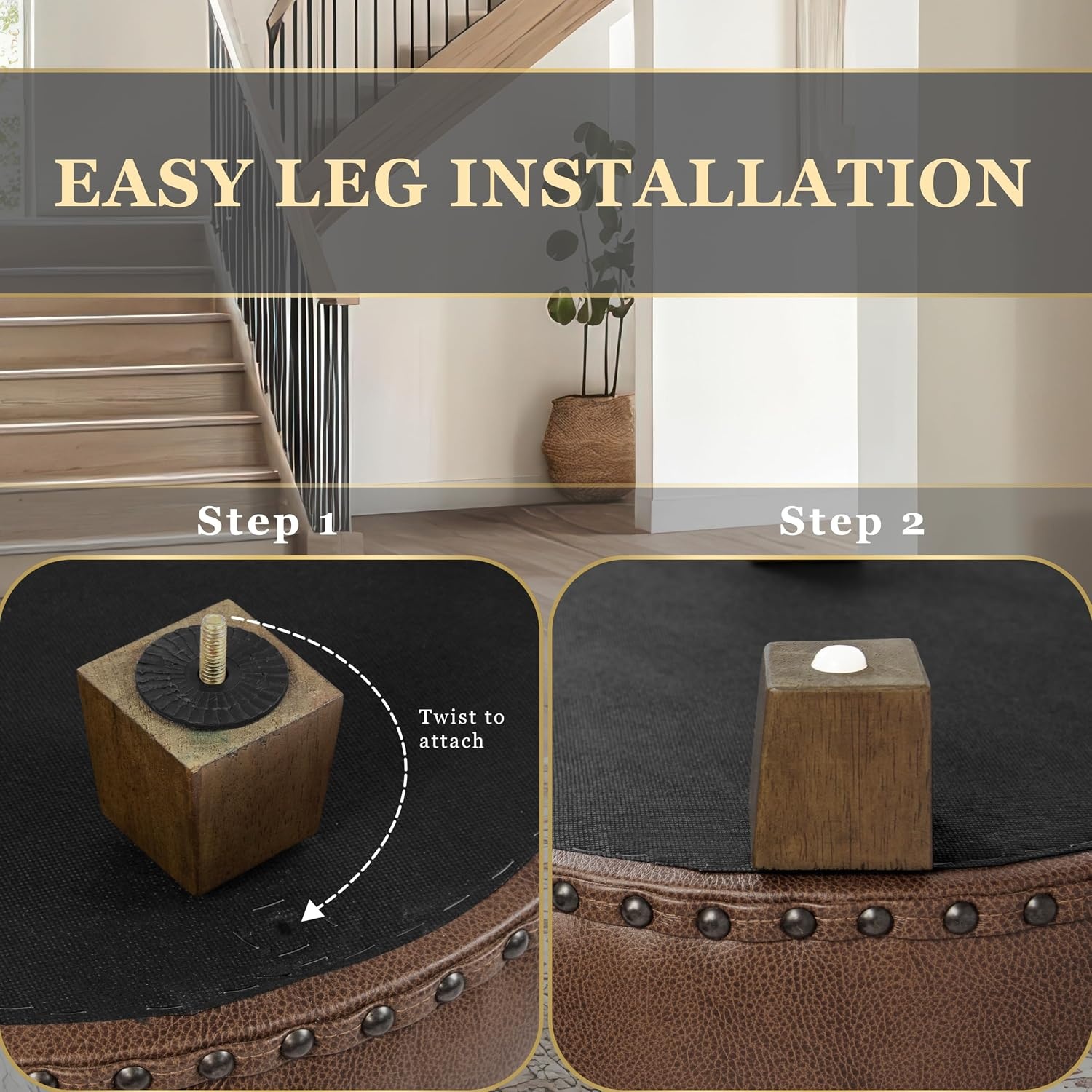 image:imageHomePop 19 Round Storage Ottoman Cream Textural WovenBrown Faux Leather