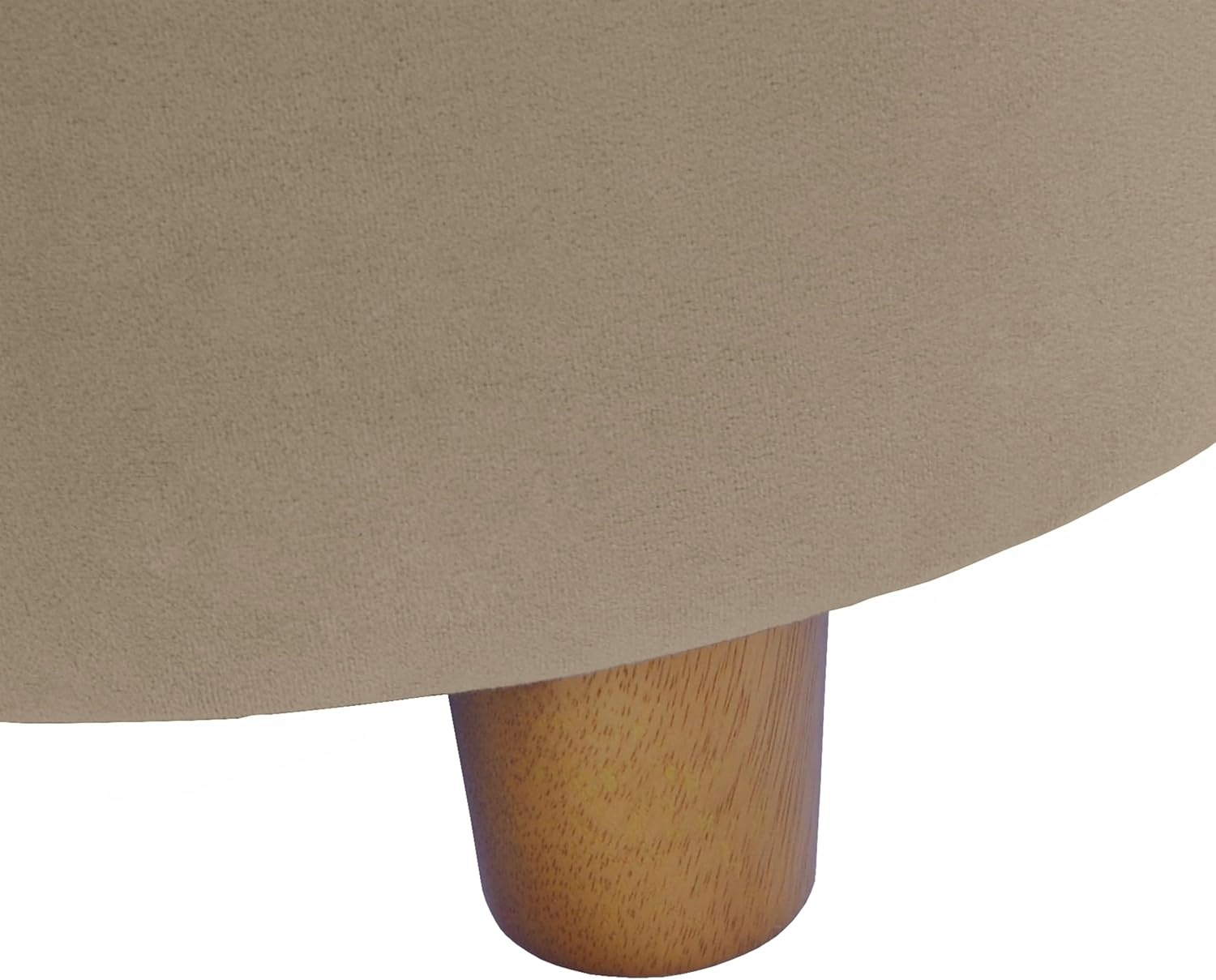 image:imageHomePop 19 Round Storage Ottoman Cream Textural WovenFawn Velvet