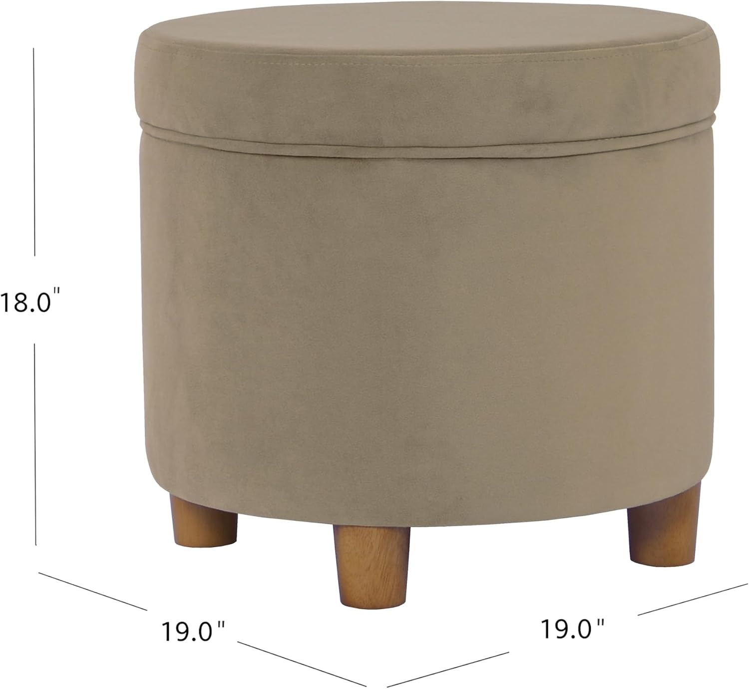 image:imageHomePop 19 Round Storage Ottoman Cream Textural WovenFawn Velvet