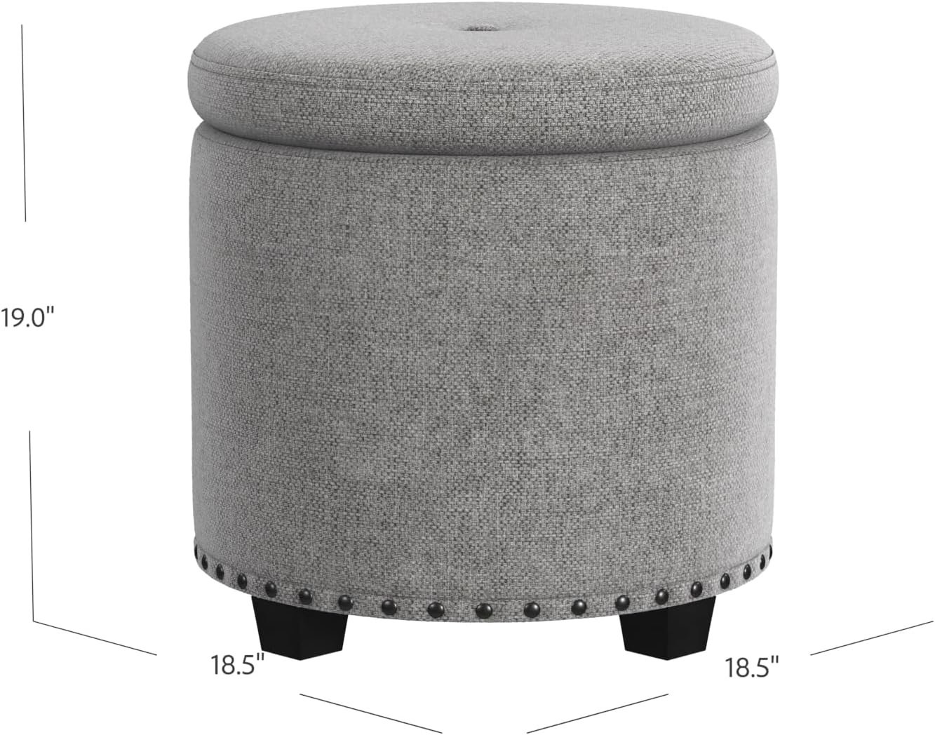 image:imageHomePop 19 Round Storage Ottoman Cream Textural WovenGrey Woven