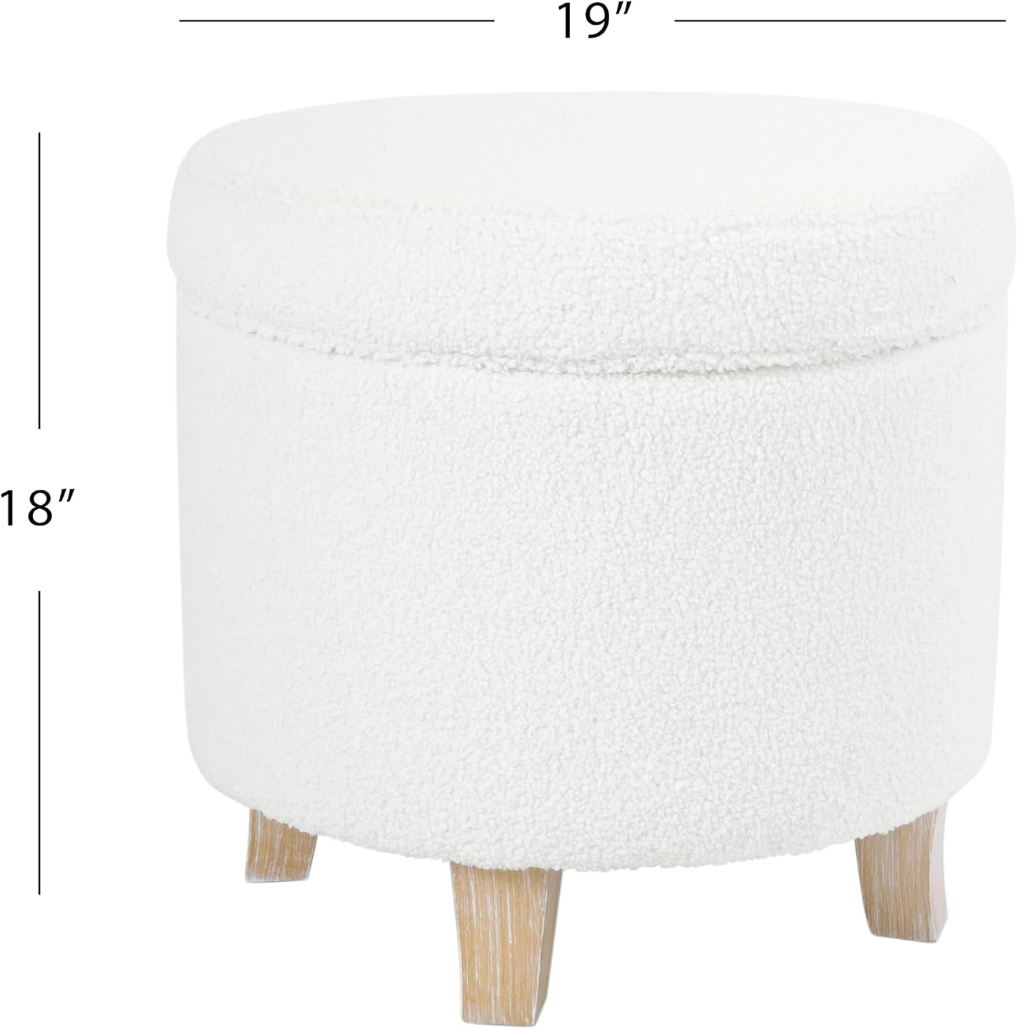 image:imageHomePop 19 Round Storage Ottoman Cream Textural WovenLight Cream