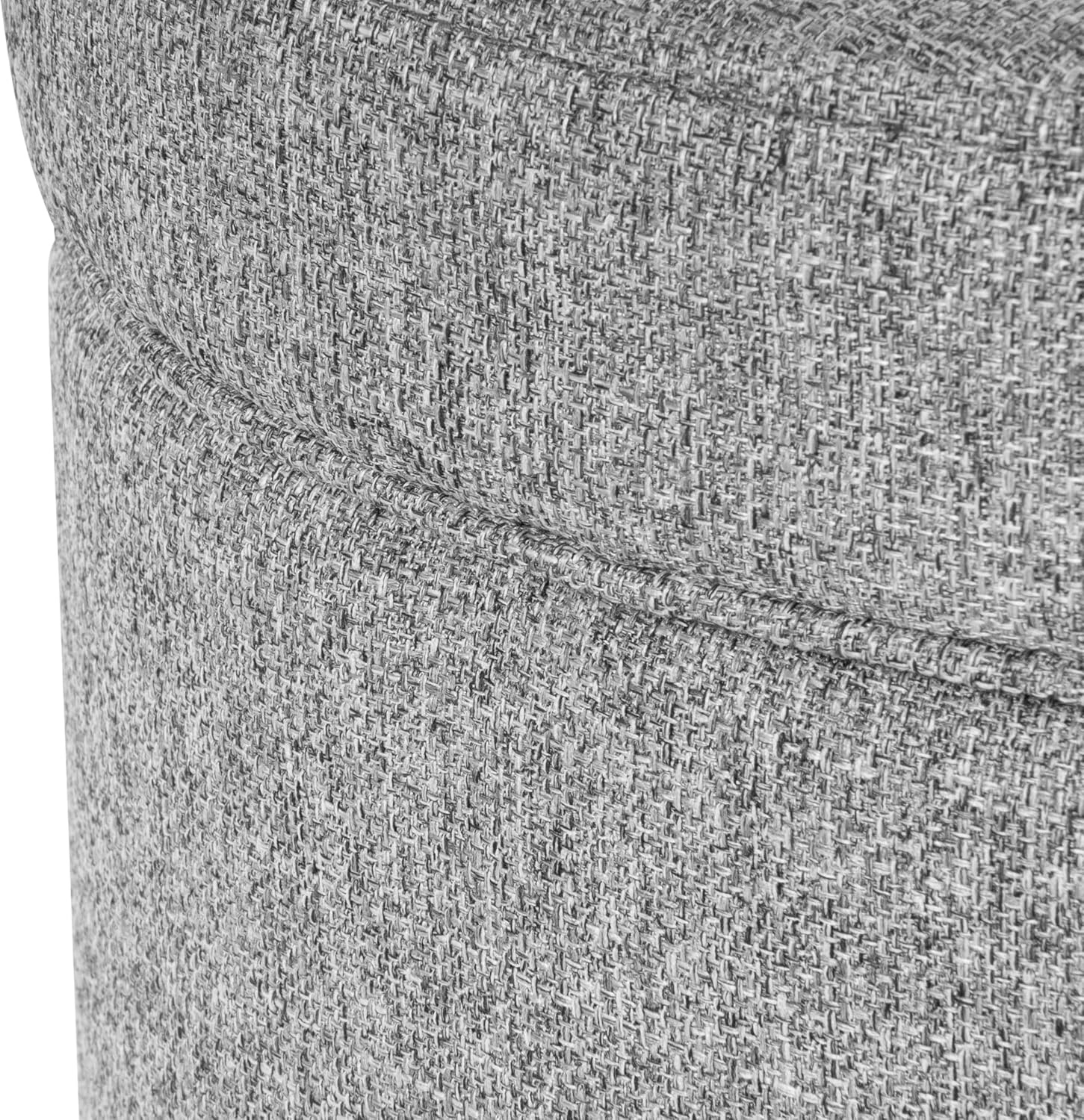 image:imageHomePop 19 Round Storage Ottoman Cream Textural WovenLight Gray