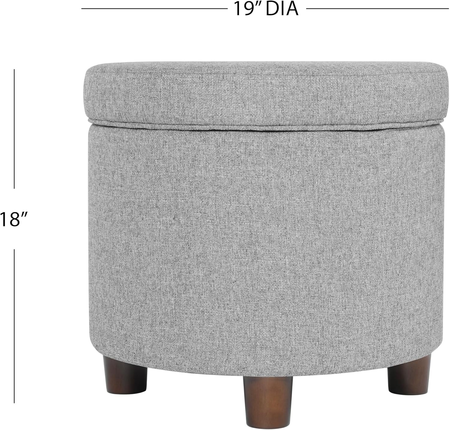 image:imageHomePop 19 Round Storage Ottoman Cream Textural WovenLight Gray