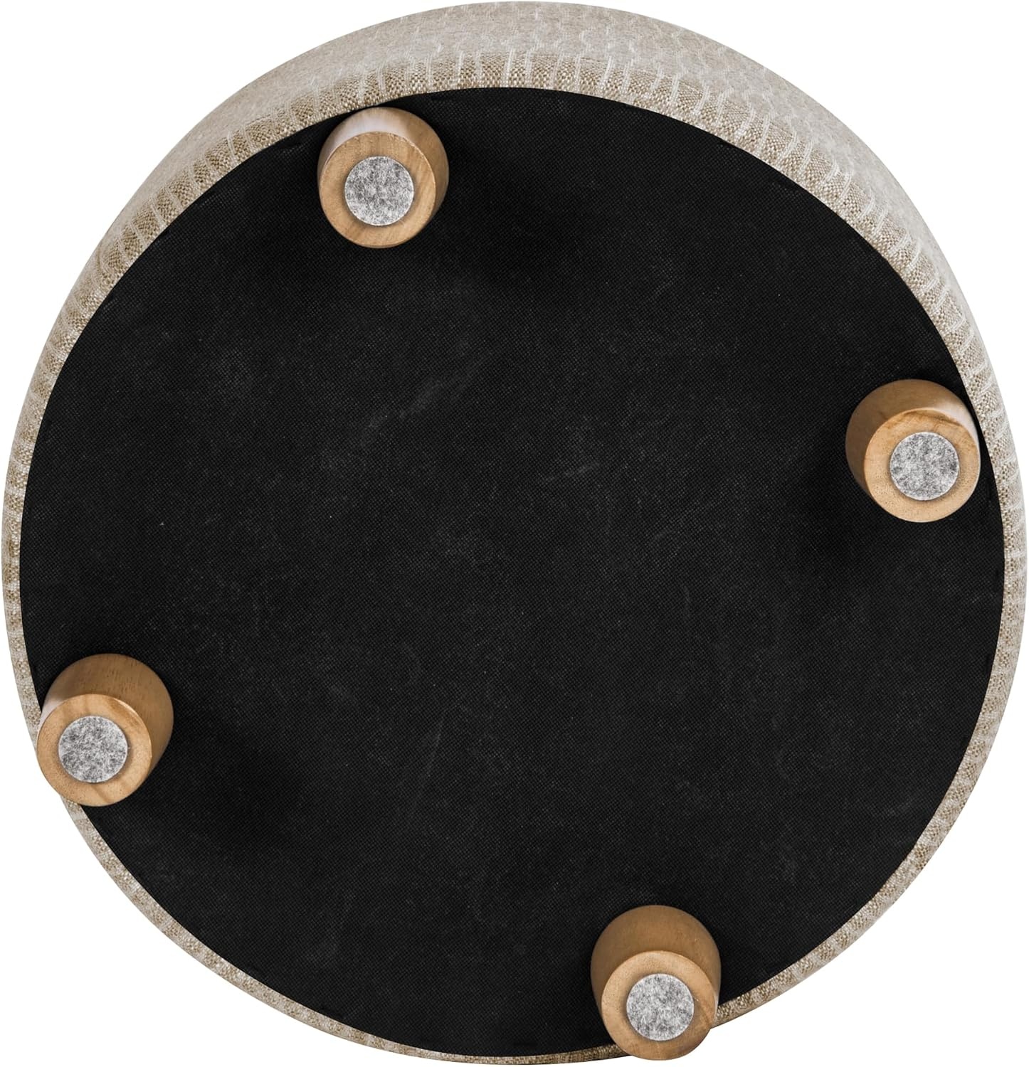image:imageHomePop 19 Round Storage Ottoman Cream Textural WovenTan Geometric Pattern