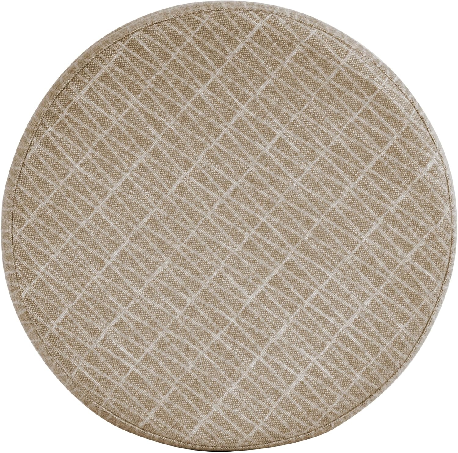 image:imageHomePop 19 Round Storage Ottoman Cream Textural WovenTan Geometric Pattern