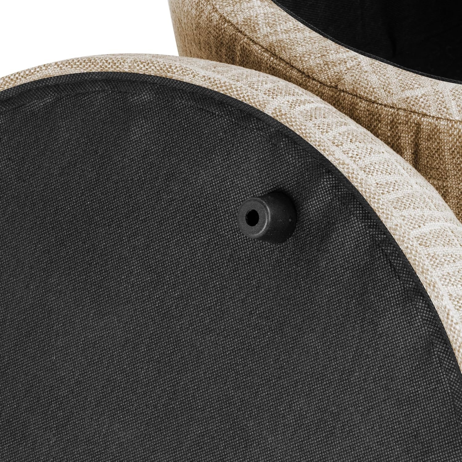image:imageHomePop 19 Round Storage Ottoman Cream Textural WovenTan Geometric Pattern