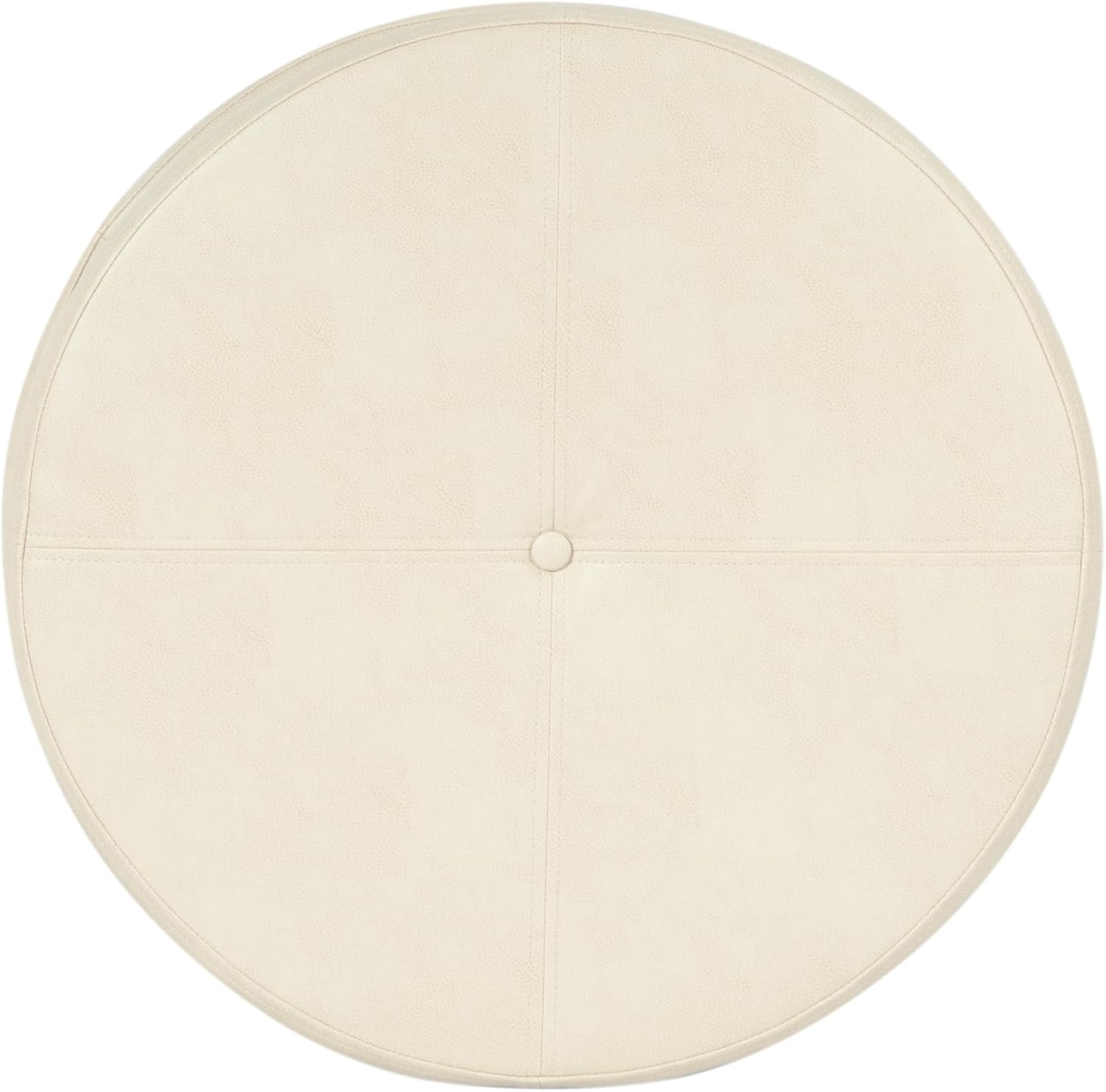 image:imageHomePop 24 Large Round Storage Ottoman Cream Textural WovenCream Faux Leather