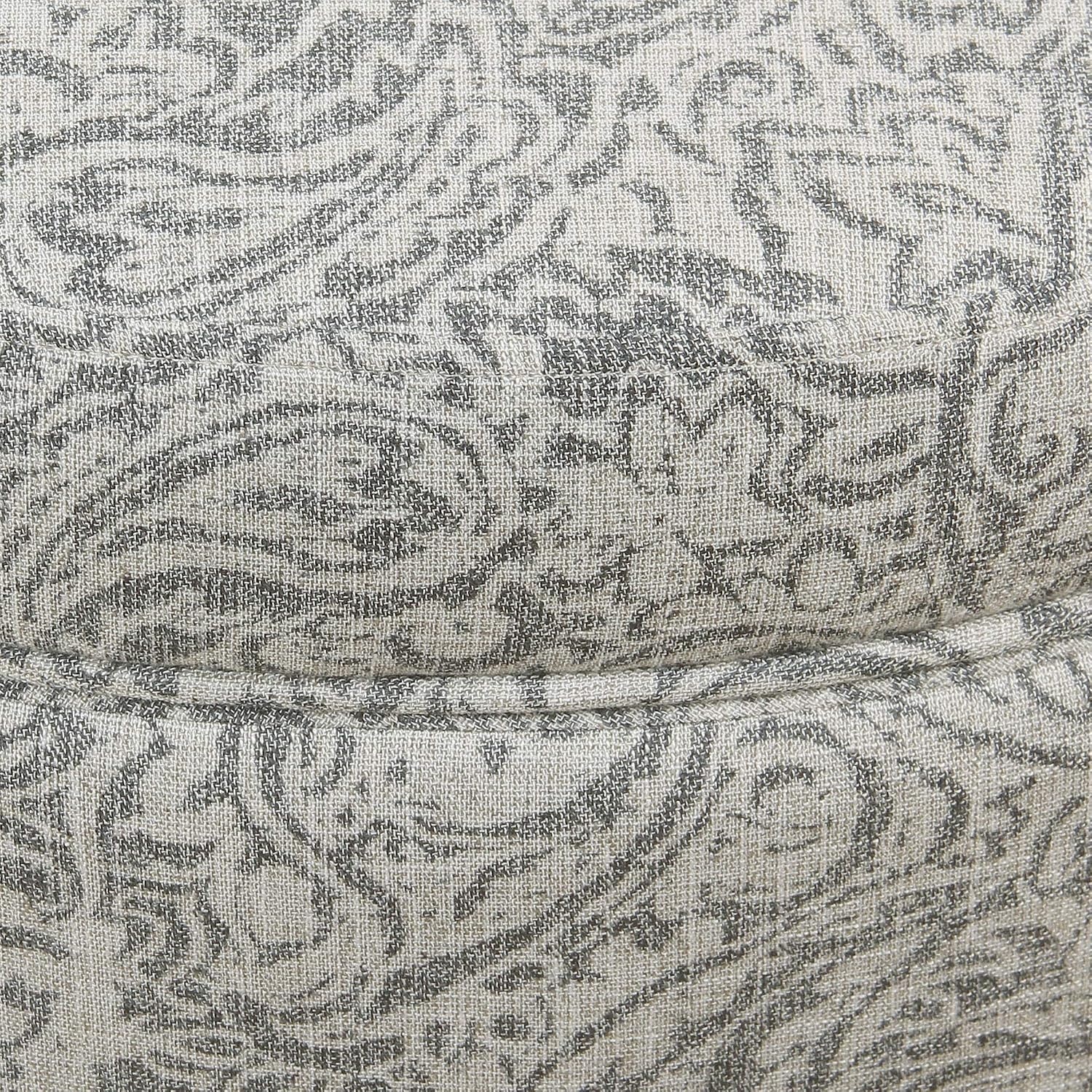 image:imageHomePop 24 Large Round Storage Ottoman Cream Textural WovenGray Floral