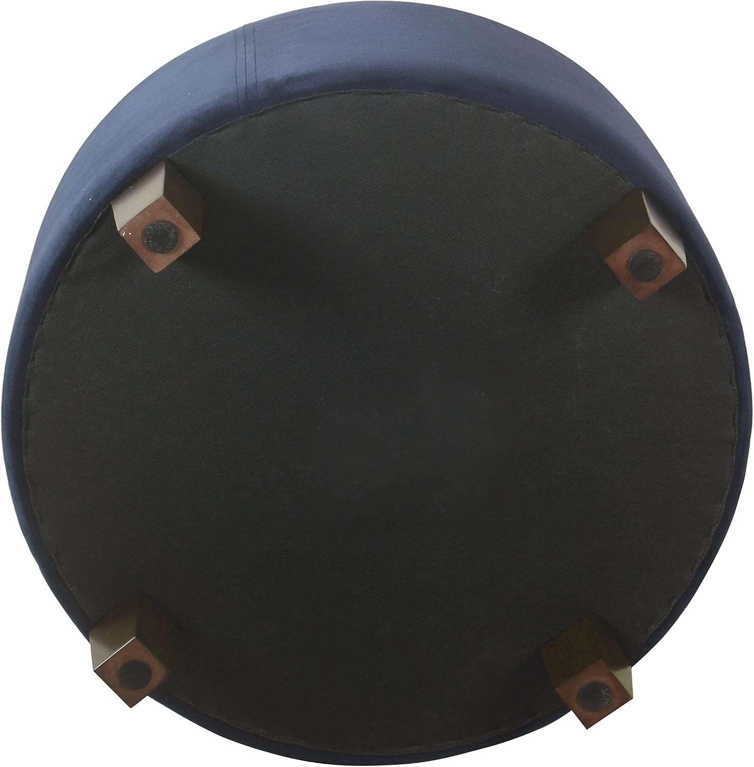 image:imageHomePop 24 Large Round Storage Ottoman Cream Textural WovenNavy