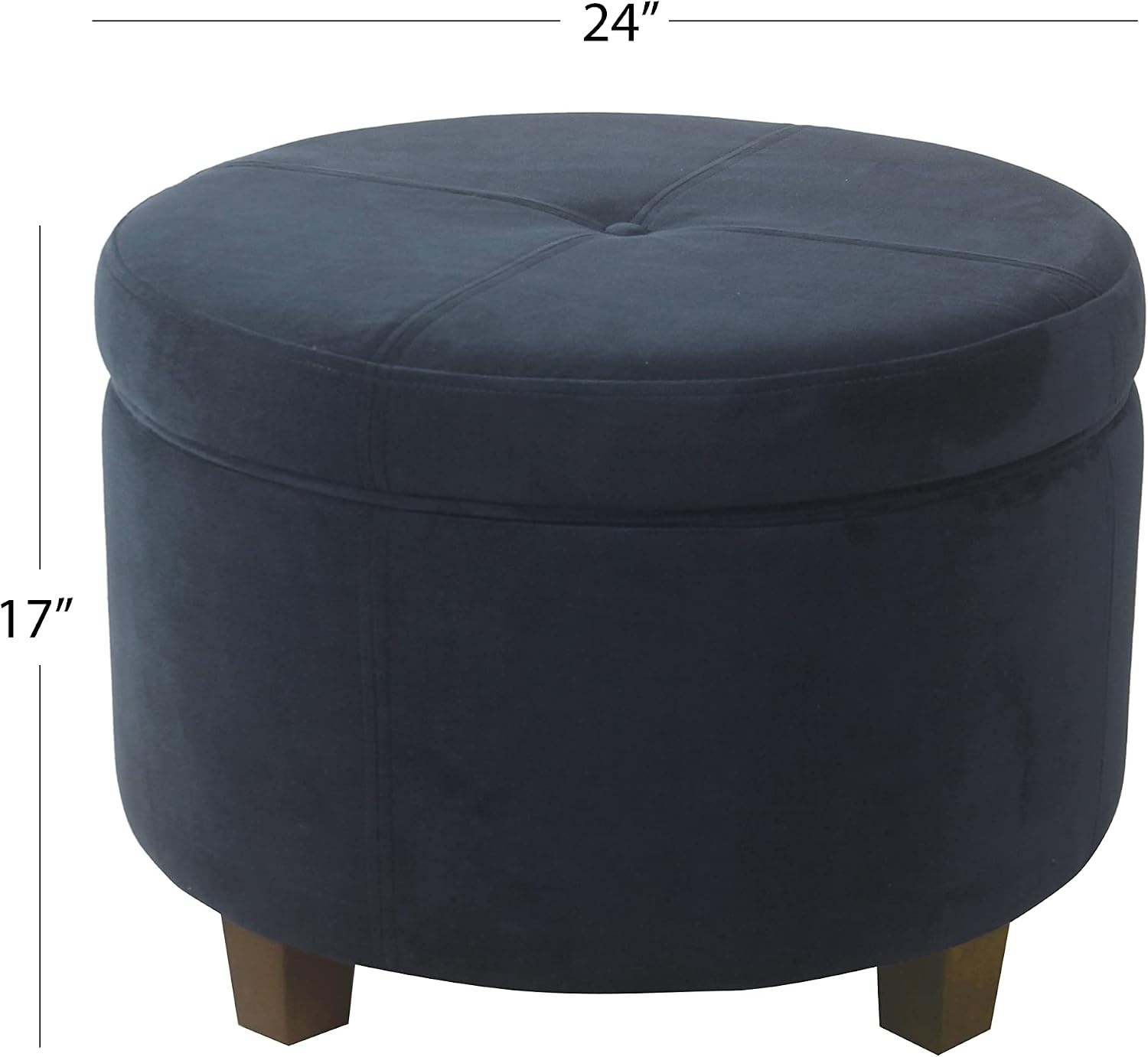 image:imageHomePop 24 Large Round Storage Ottoman Cream Textural WovenNavy
