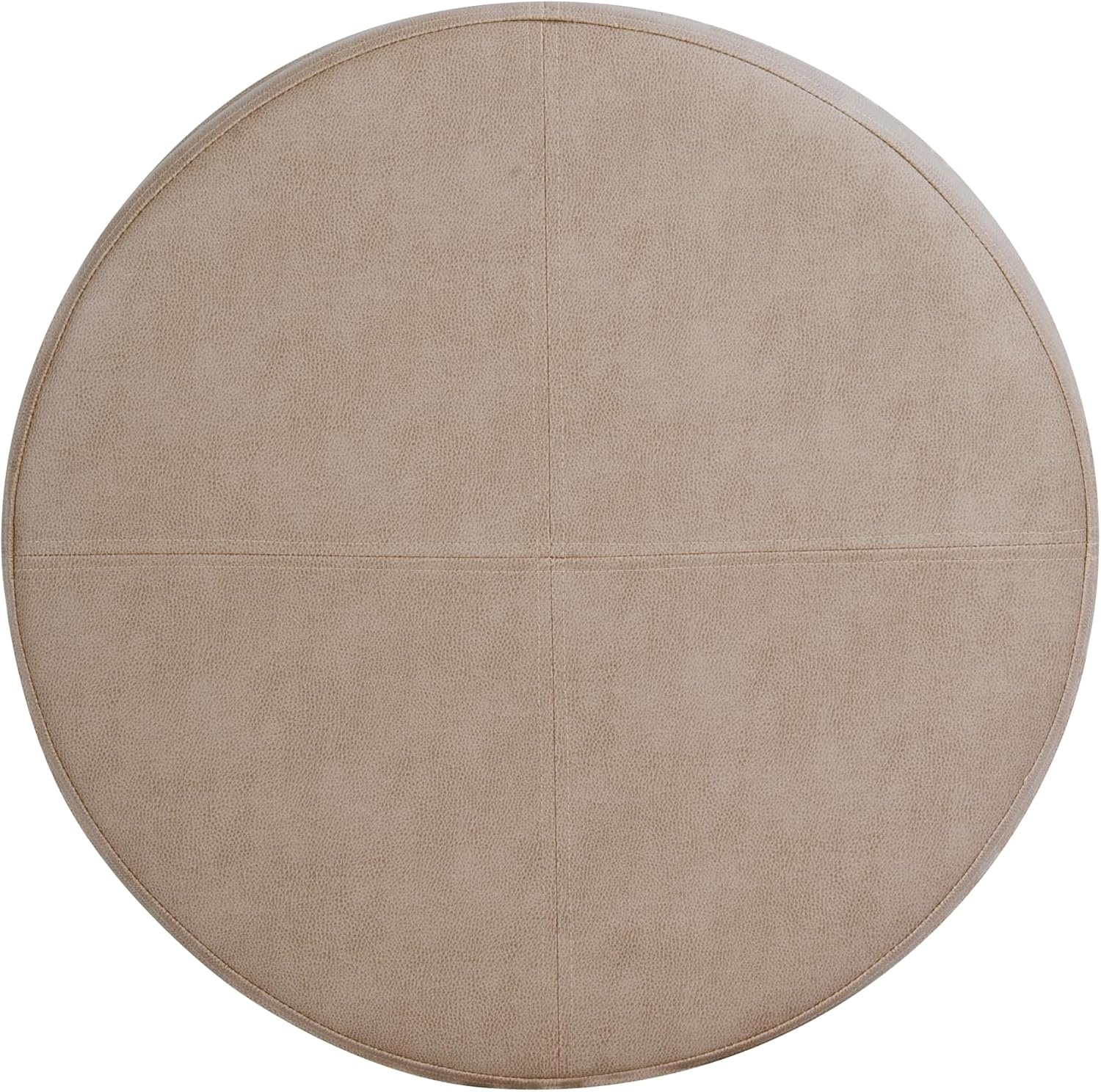 image:imageHomePop 24 Large Round Storage Ottoman Cream Textural WovenTaupe Brown