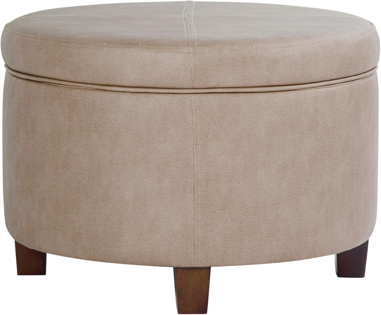 image:imageHomePop 24 Large Round Storage Ottoman Cream Textural WovenTaupe Brown