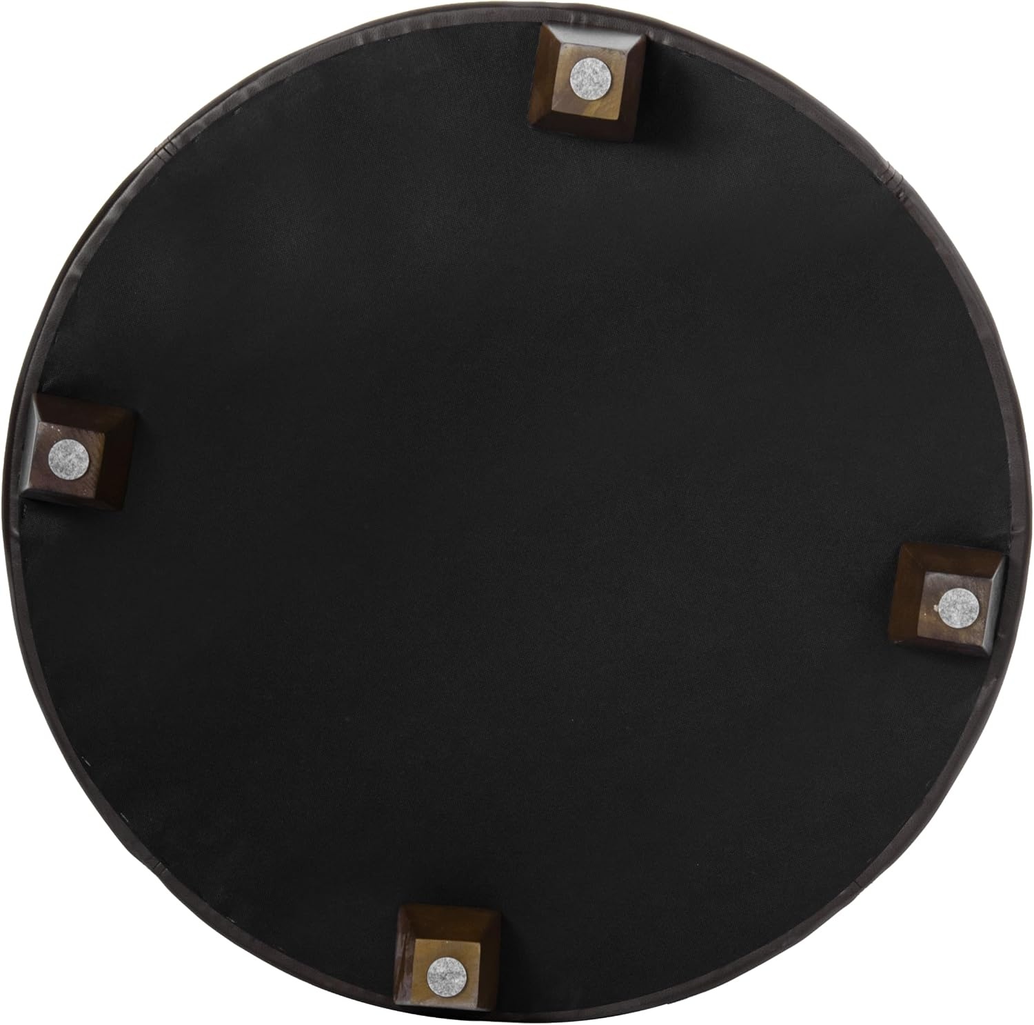 image:imageHomePop 24 Large Round Storage Ottoman Cream Textural WovenVintage Brown Faux Leather