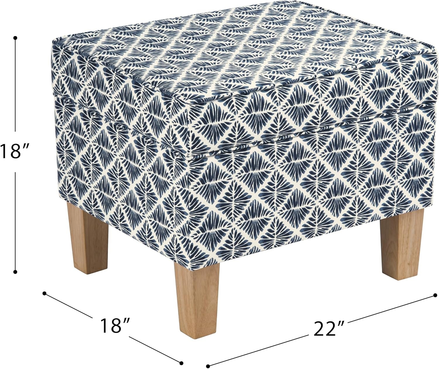 image:imageHomePop 24 Medium Storage Ottoman Cream Chevron WovenBlue Geometric Pattern