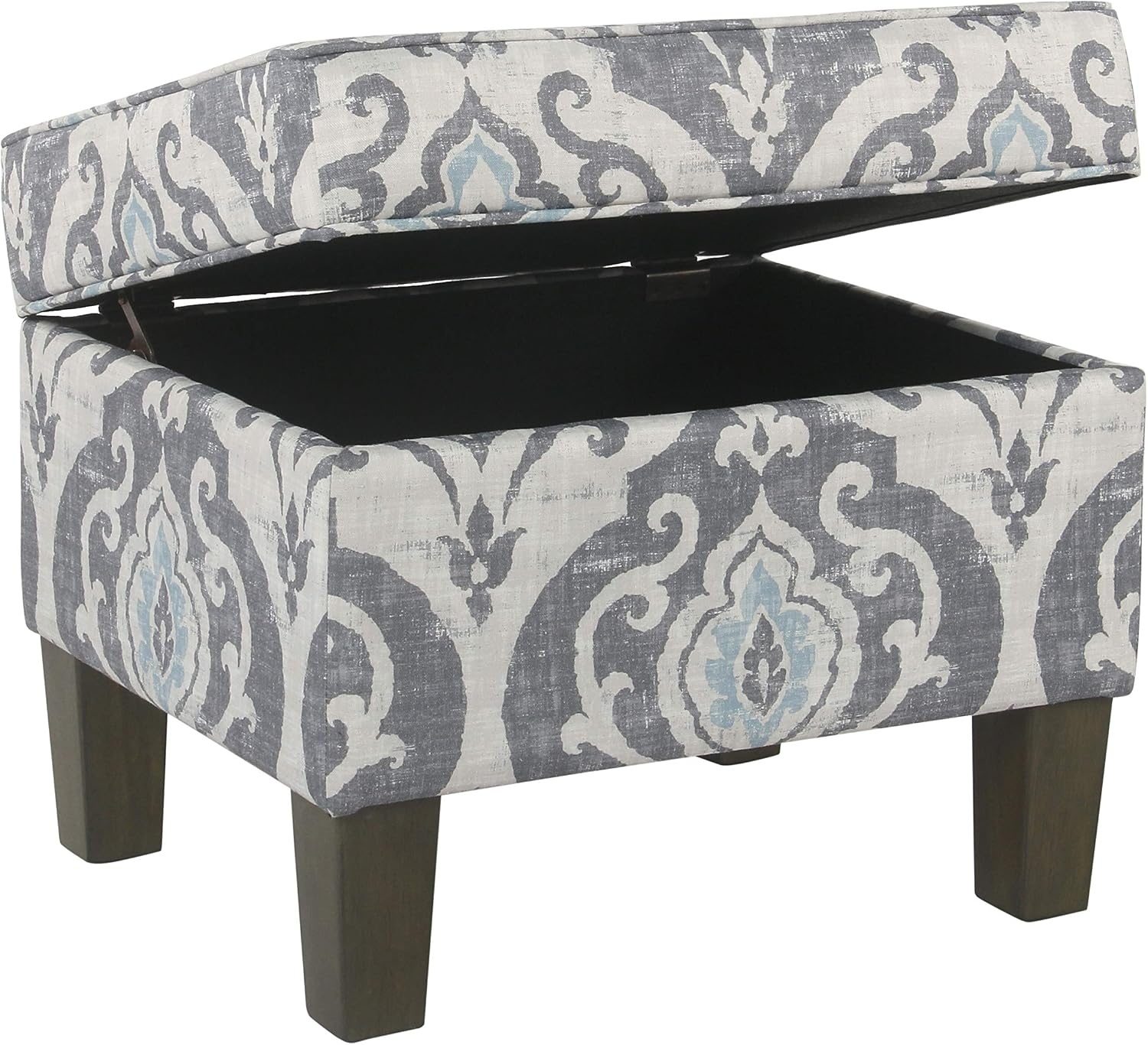 image:imageHomePop 24 Medium Storage Ottoman Cream Chevron WovenBlue Slate