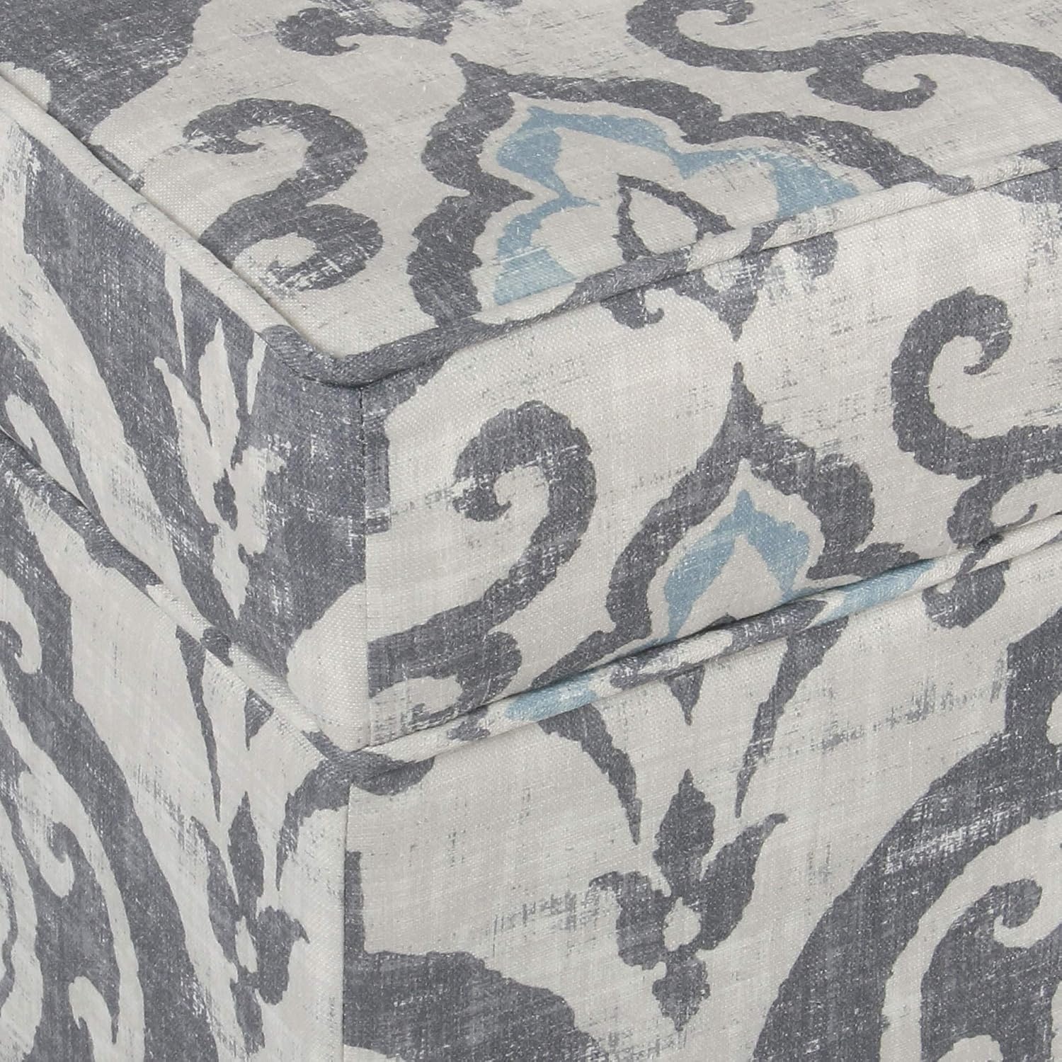 image:imageHomePop 24 Medium Storage Ottoman Cream Chevron WovenBlue Slate