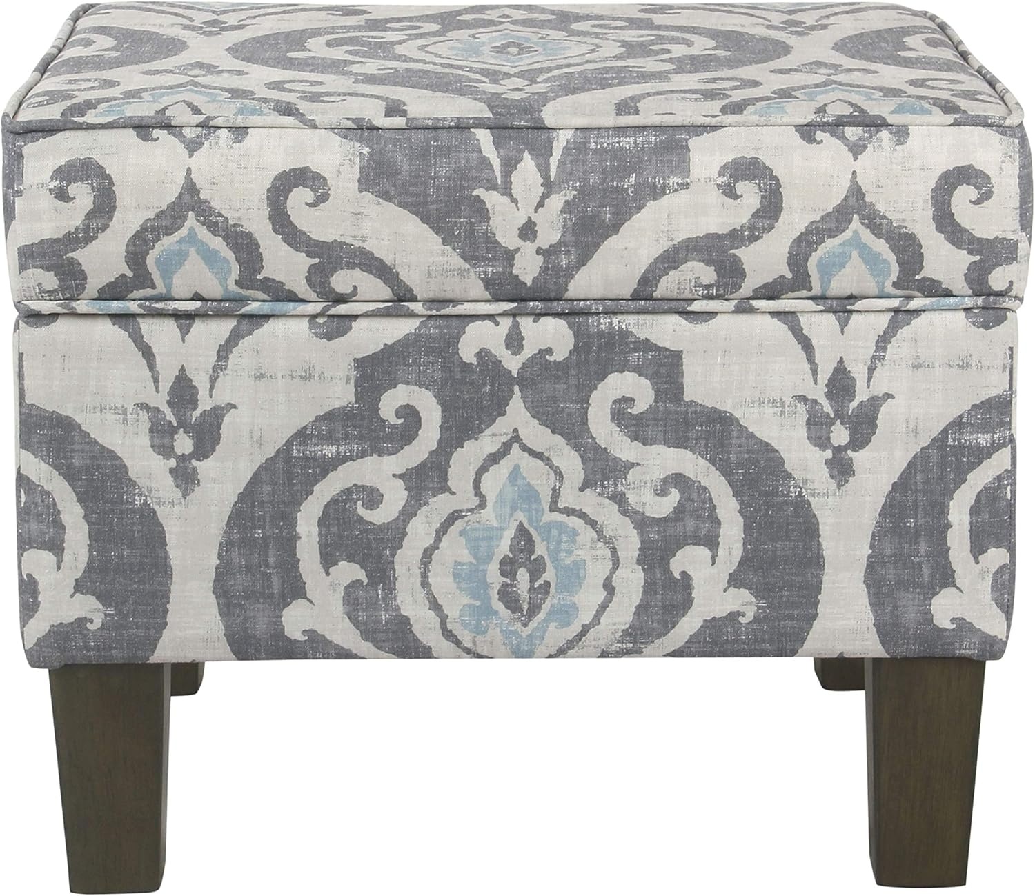image:imageHomePop 24 Medium Storage Ottoman Cream Chevron WovenBlue Slate