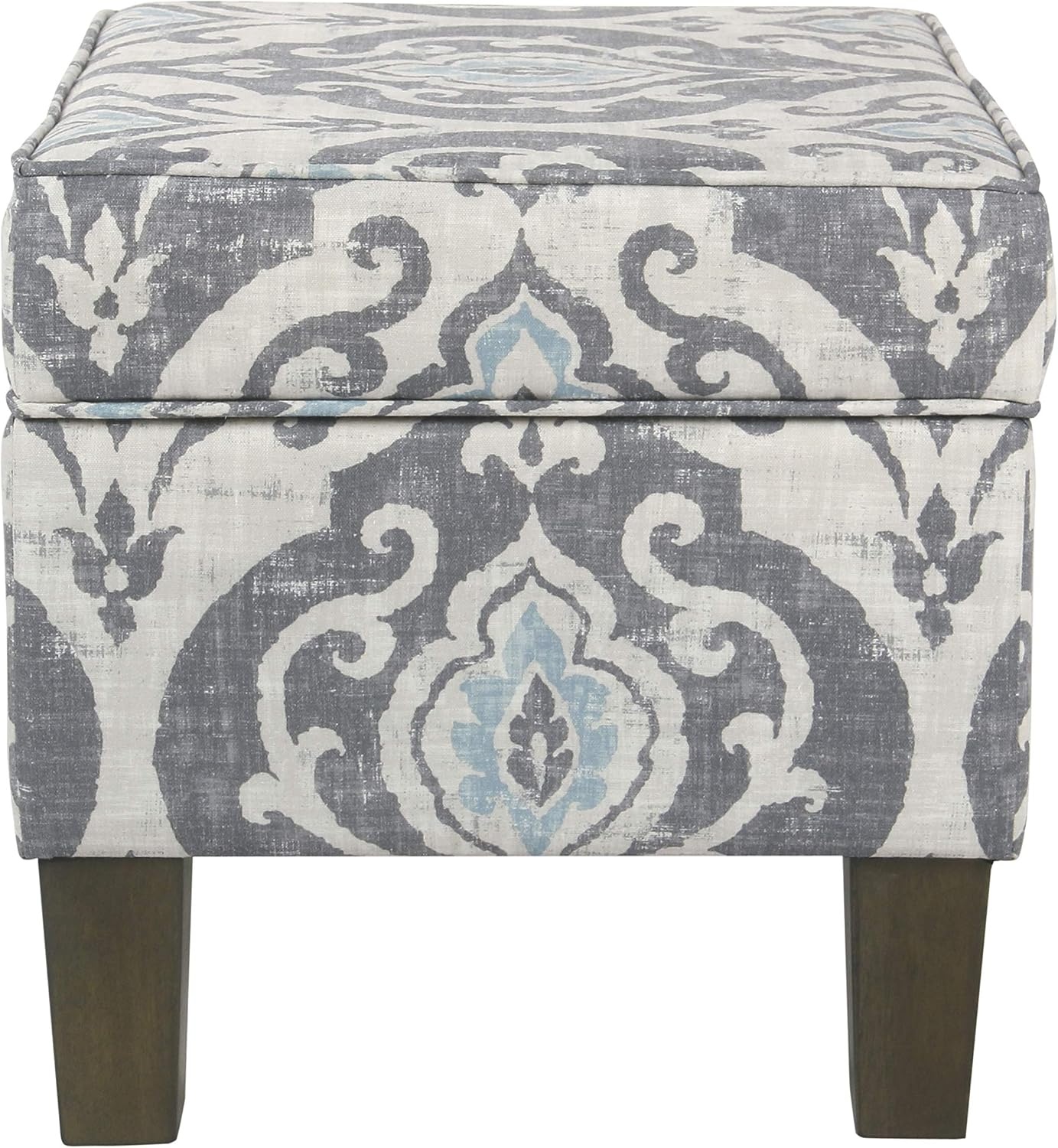 image:imageHomePop 24 Medium Storage Ottoman Cream Chevron WovenBlue Slate