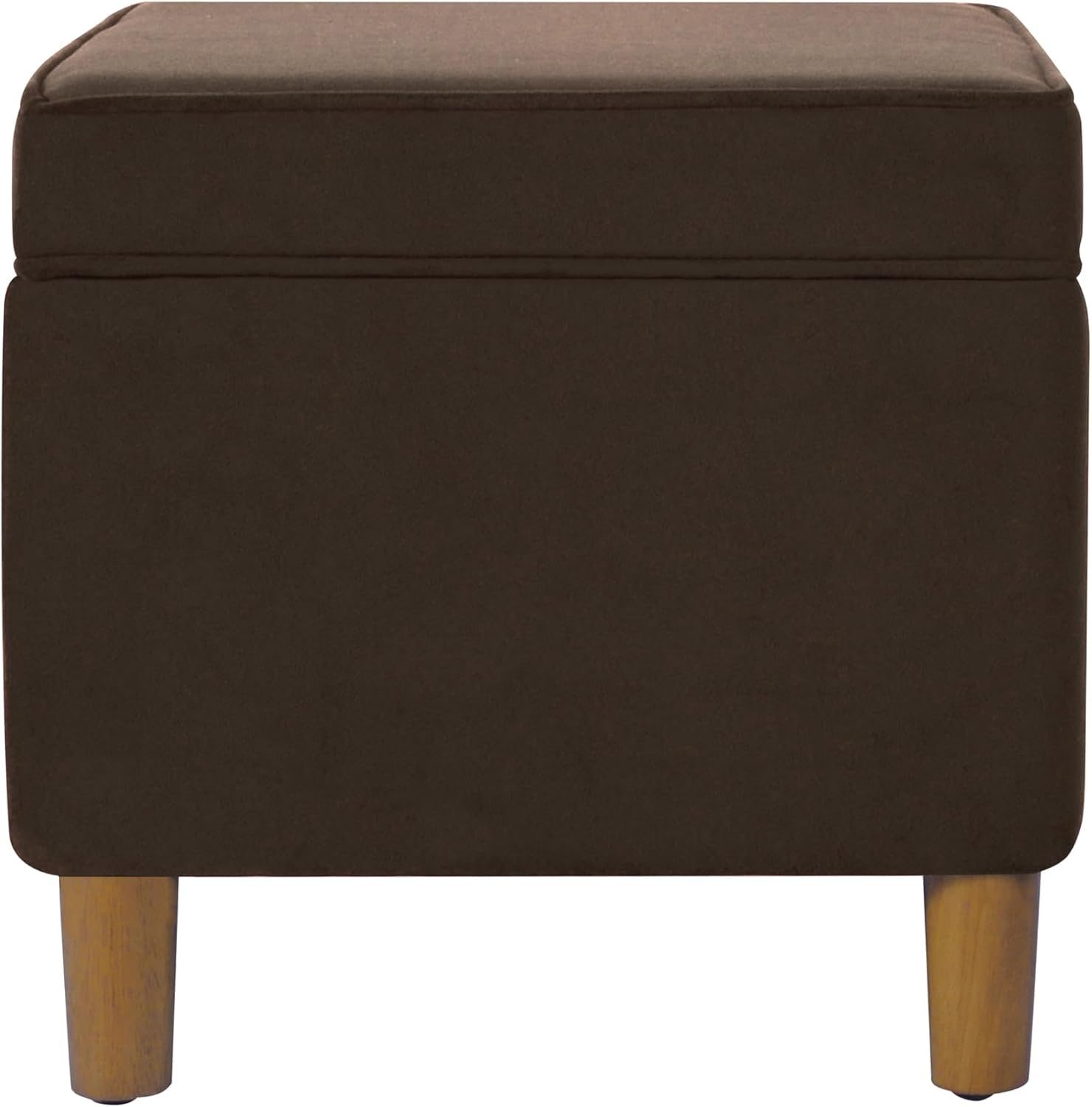 image:imageHomePop 24 Medium Storage Ottoman Cream Chevron WovenChocolate Brown Velvet