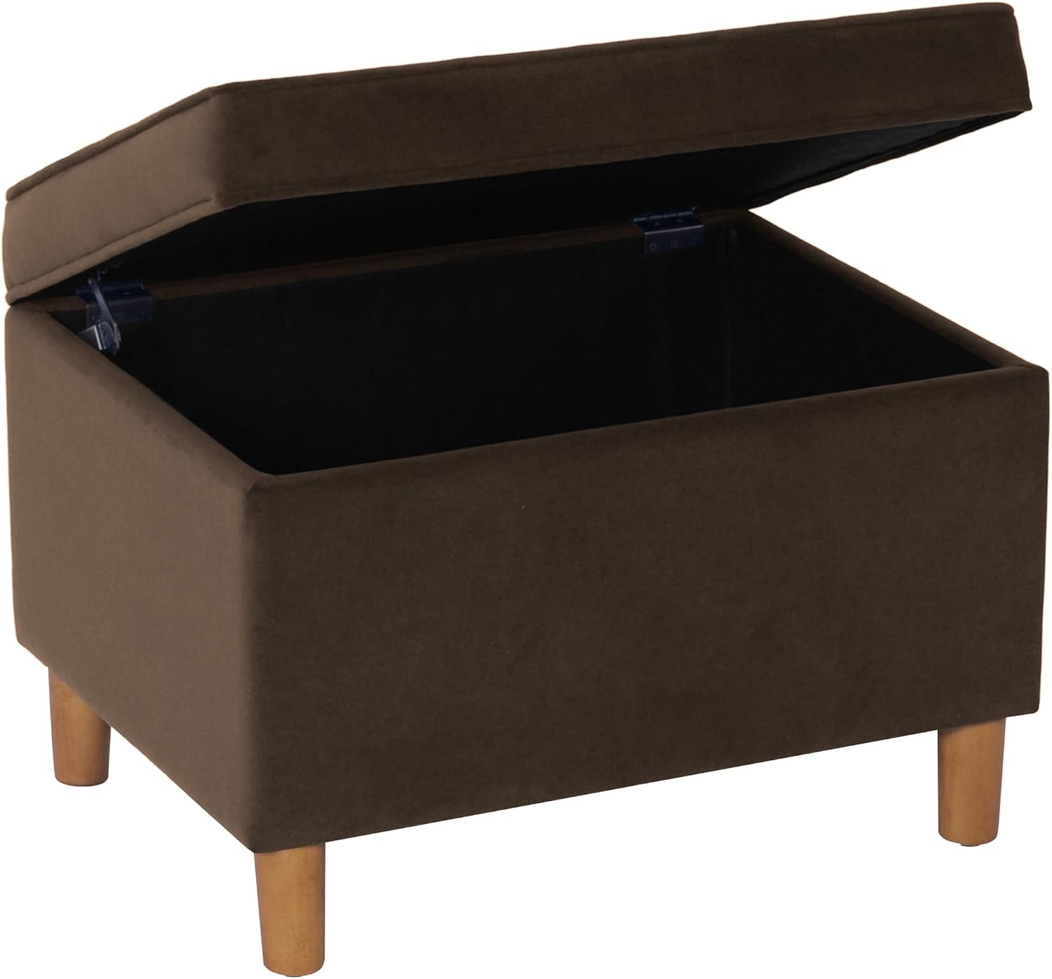 image:imageHomePop 24 Medium Storage Ottoman Cream Chevron WovenChocolate Brown Velvet