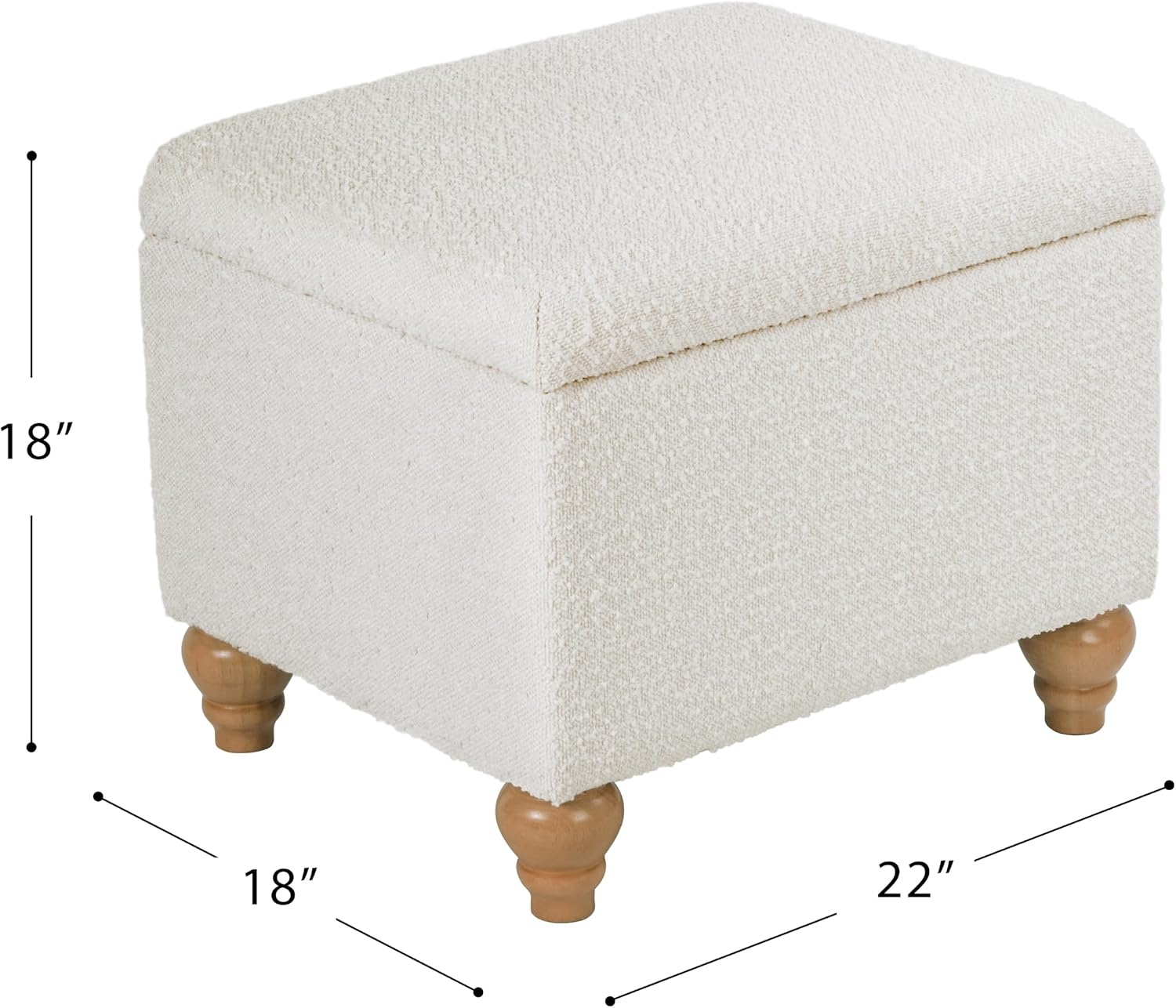 image:imageHomePop 24 Medium Storage Ottoman Cream Chevron WovenCream Boucle