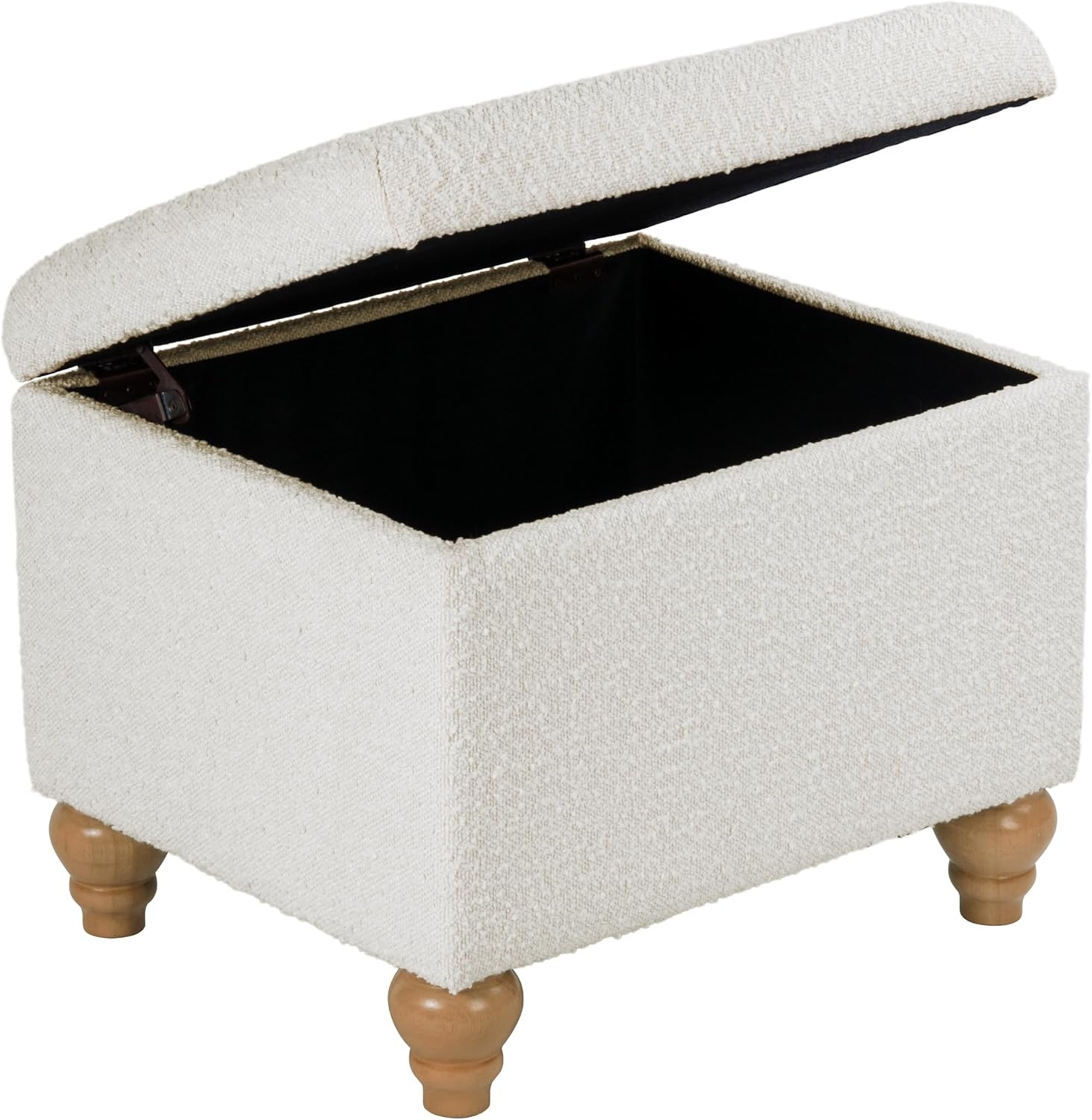 image:imageHomePop 24 Medium Storage Ottoman Cream Chevron WovenCream Boucle