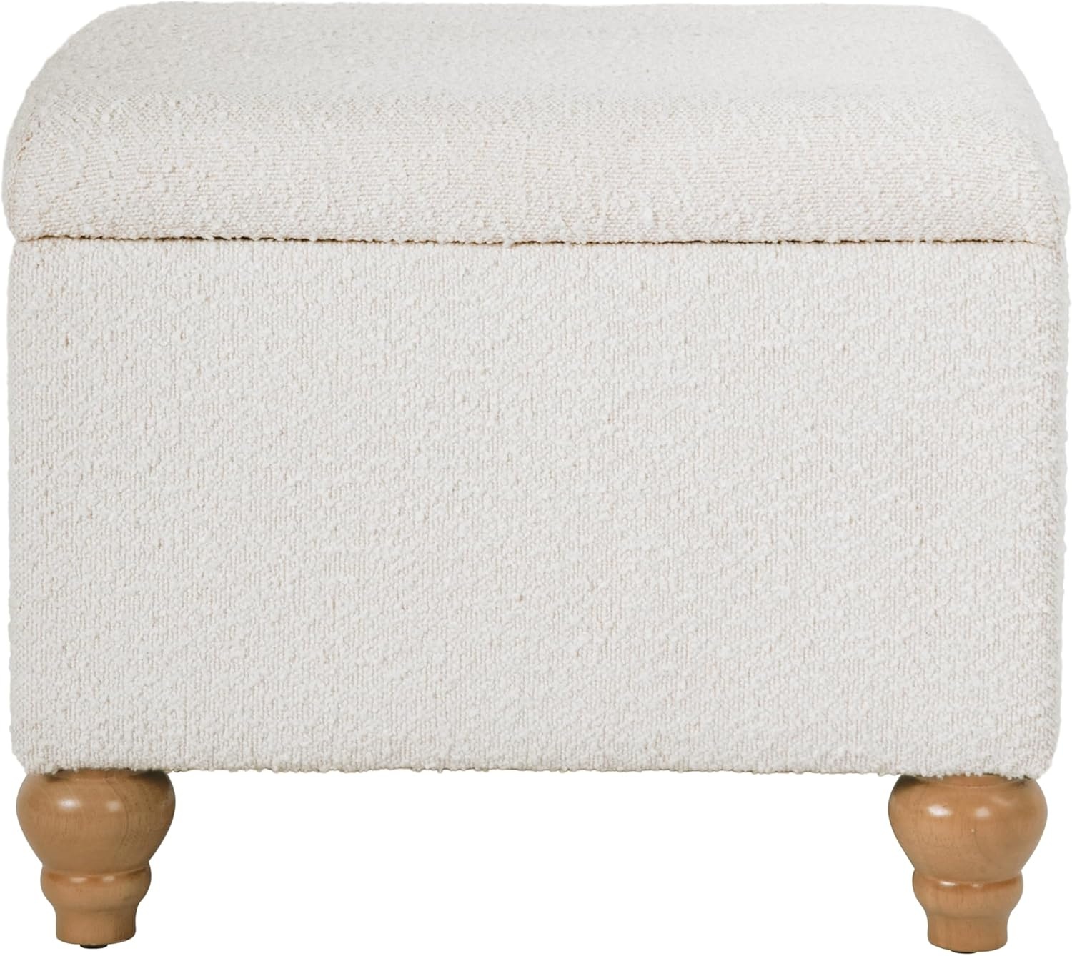 image:imageHomePop 24 Medium Storage Ottoman Cream Chevron WovenCream Boucle