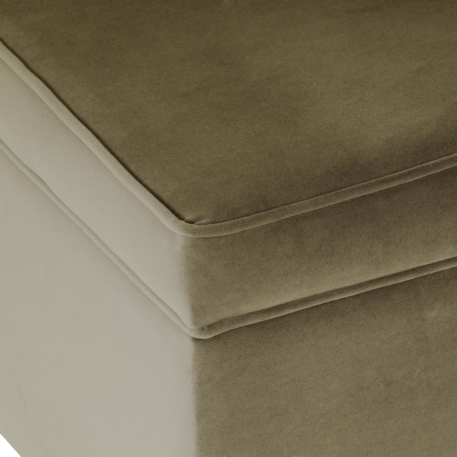 image:imageHomePop 24 Medium Storage Ottoman Cream Chevron WovenLight Sage Green Velvet