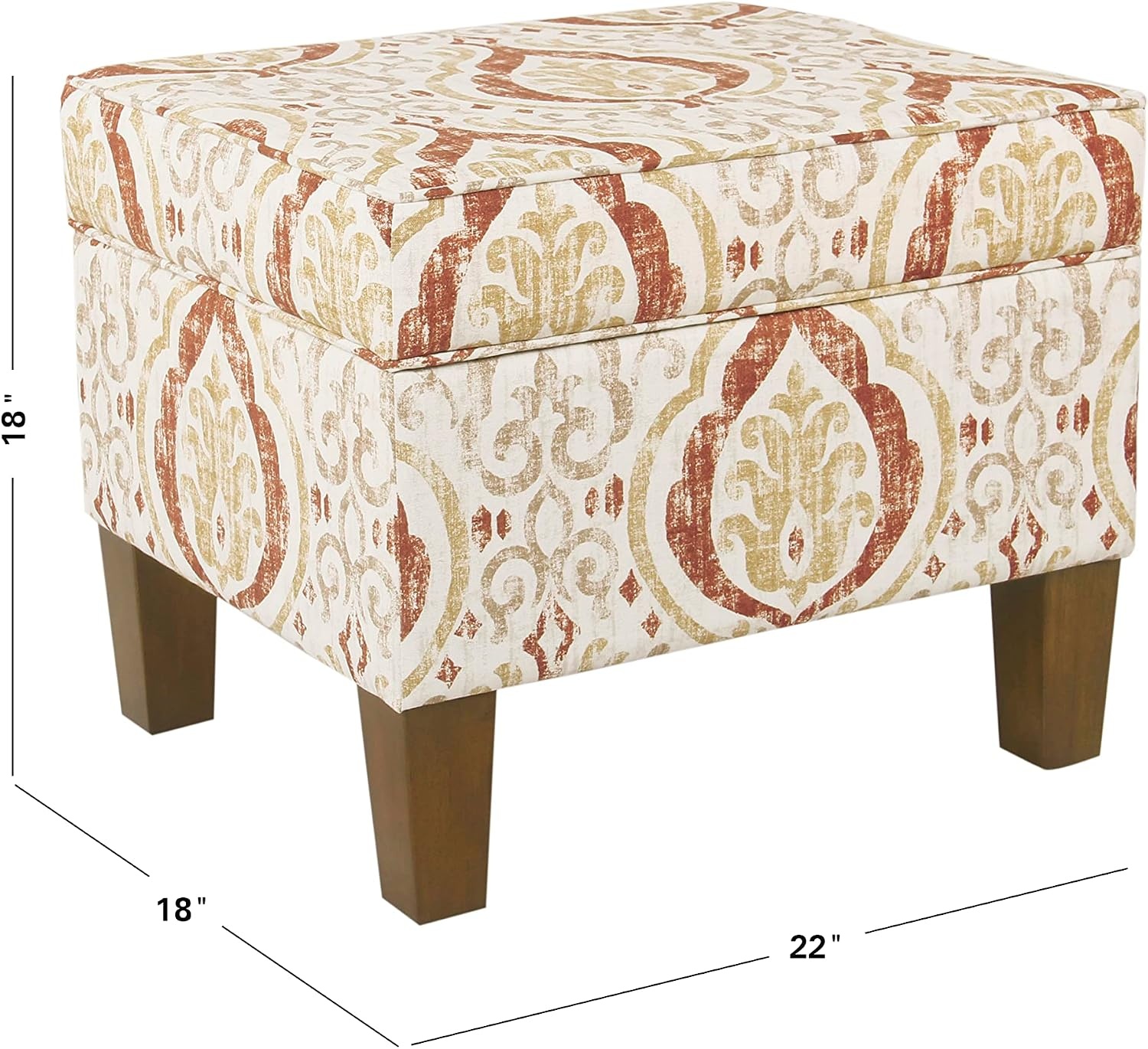 image:imageHomePop 24 Medium Storage Ottoman Cream Chevron WovenOrange