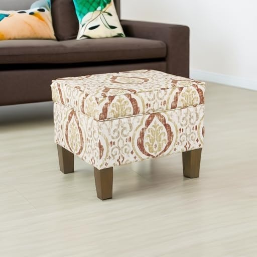 image:imageHomePop 24 Medium Storage Ottoman Cream Chevron WovenOrange
