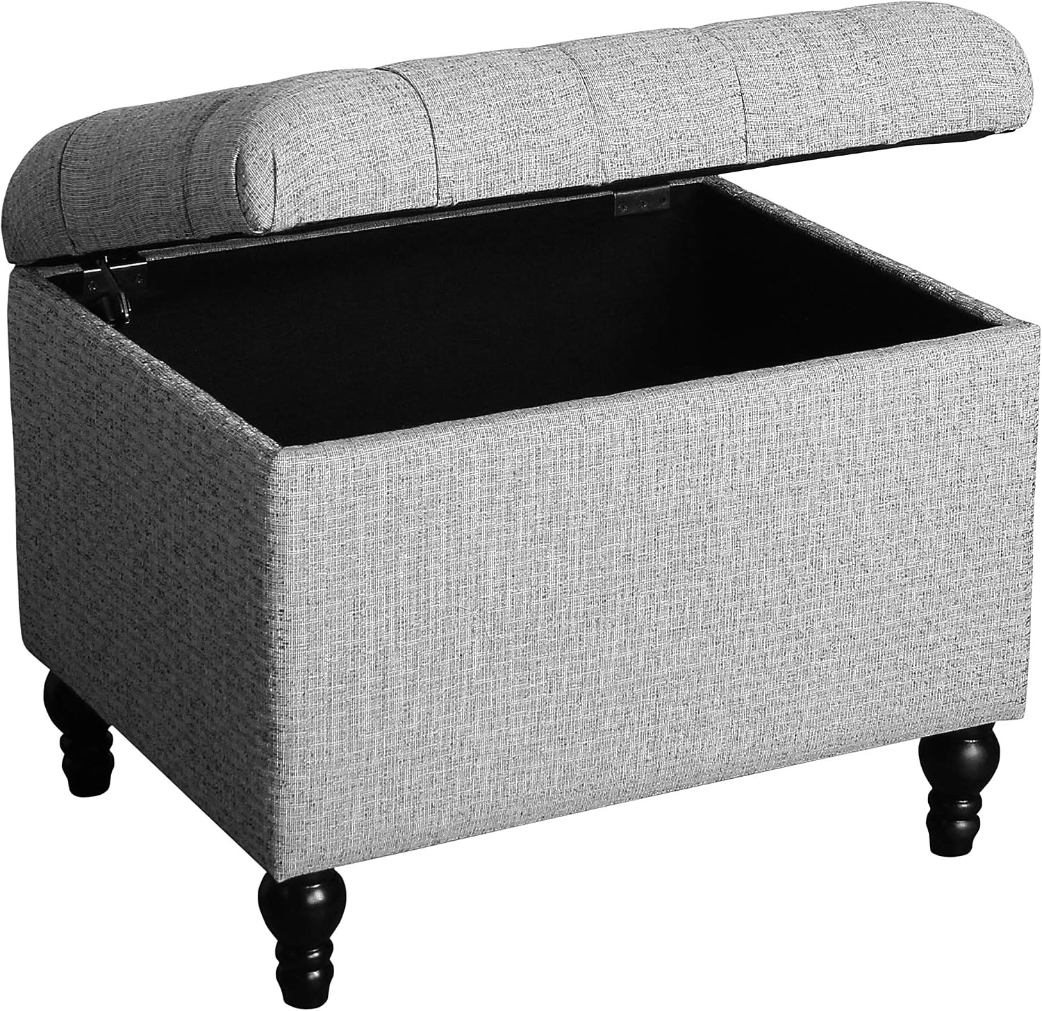 image:imageHomePop 24 Medium Storage Ottoman Cream Chevron WovenPewter Gray