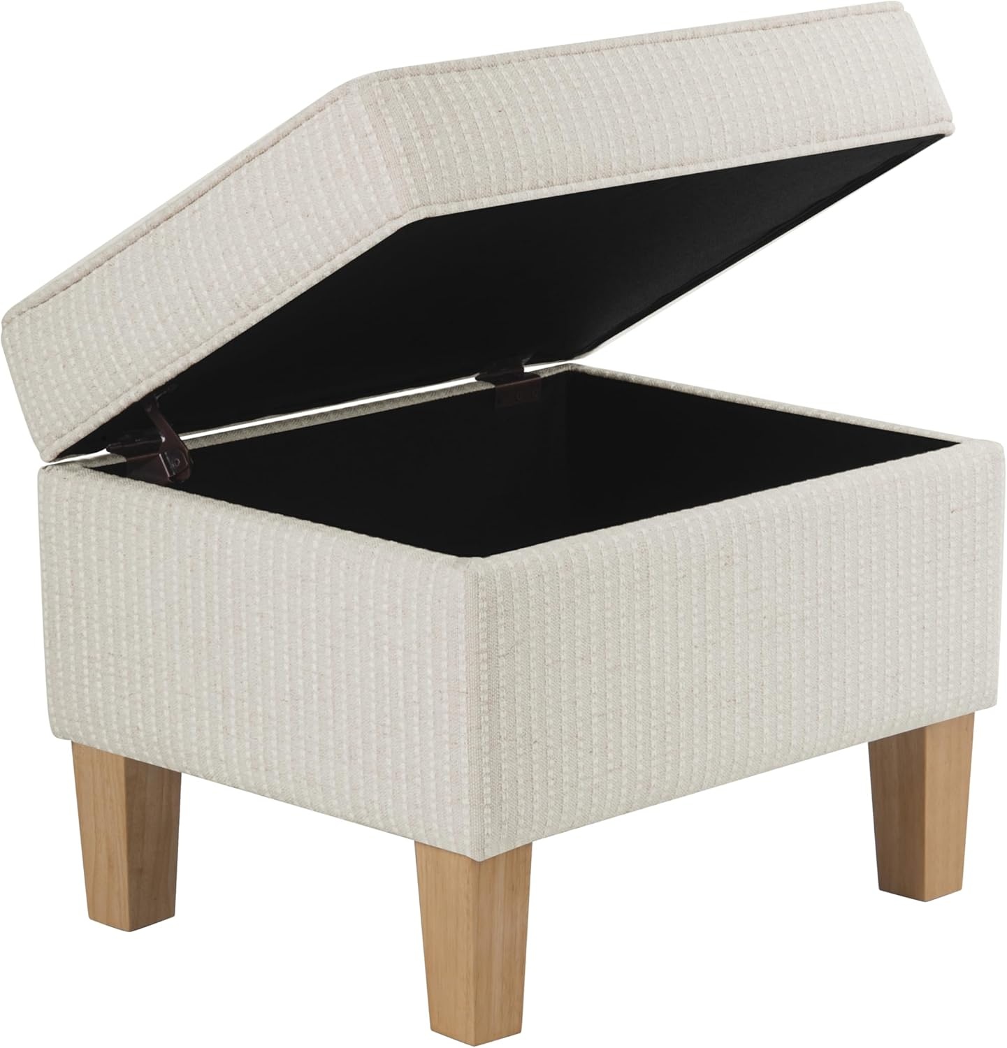 image:imageHomePop 24 Medium Storage Ottoman Cream Chevron WovenWhite Woven Stripe