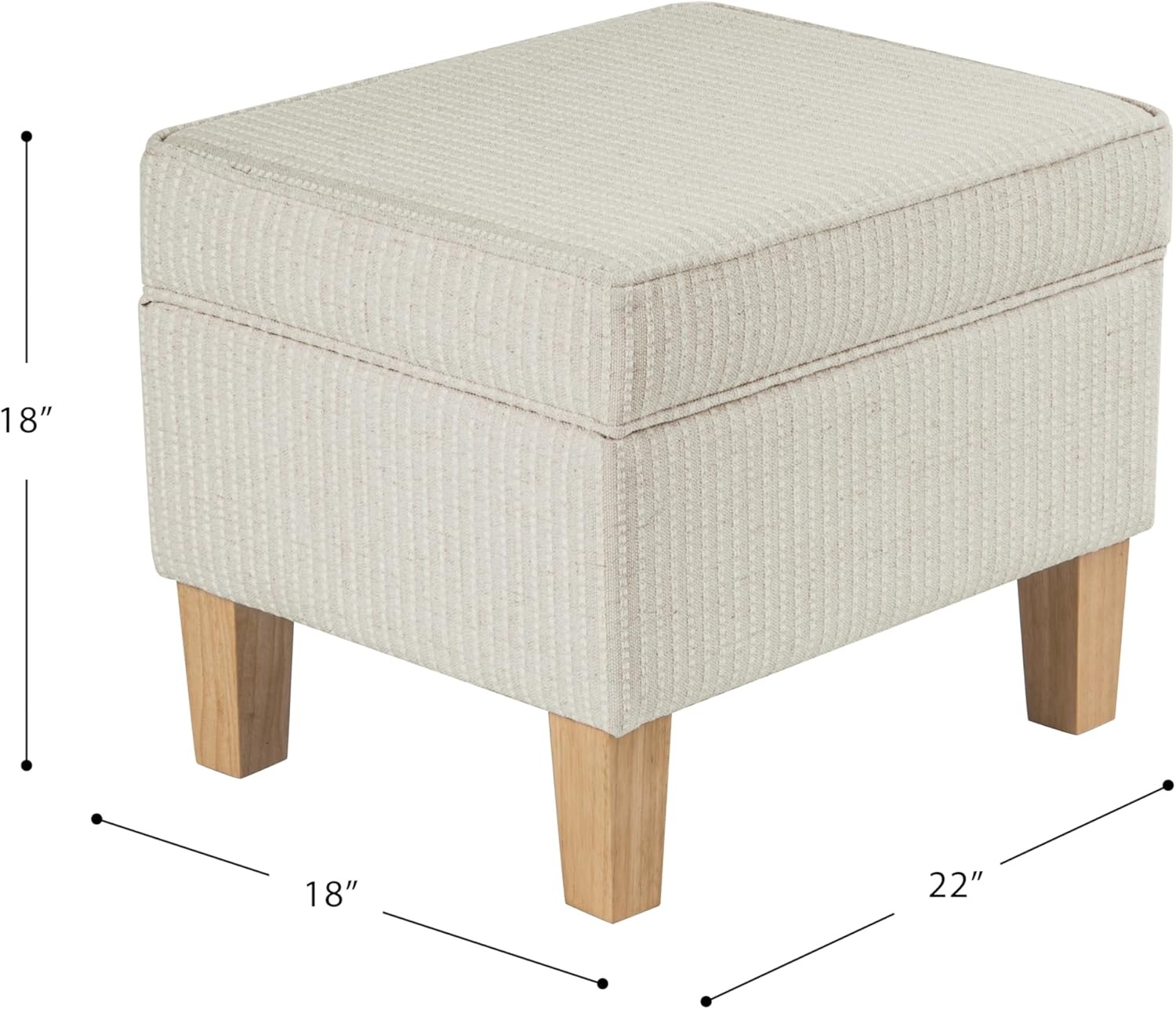 image:imageHomePop 24 Medium Storage Ottoman Cream Chevron WovenWhite Woven Stripe