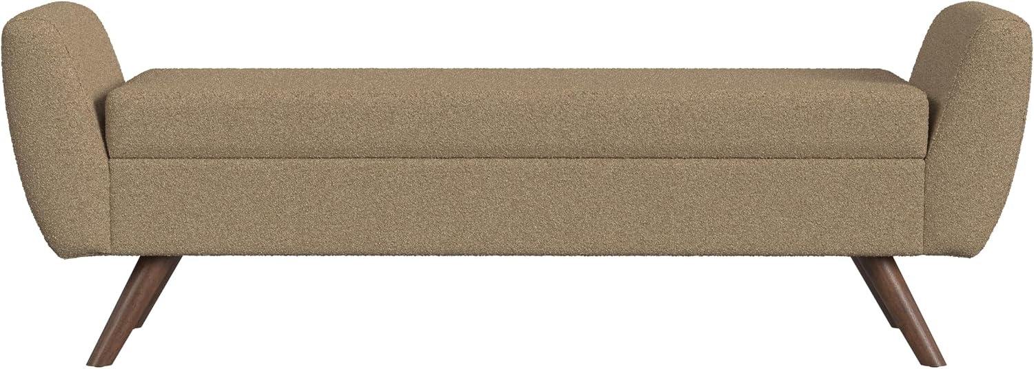 image:imageHomePop 60 Modern Storage Bench with Wood Legs Sand Faux LeatherBrown