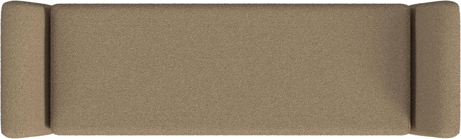 image:imageHomePop 60 Modern Storage Bench with Wood Legs Sand Faux LeatherBrown