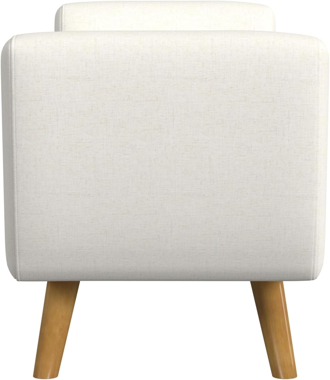 image:imageHomePop 60 Modern Storage Bench with Wood Legs Sand Faux LeatherCream Woven