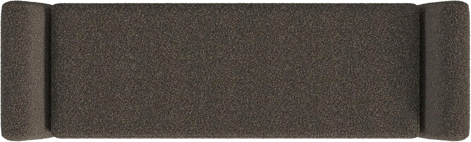 image:imageHomePop 60 Modern Storage Bench with Wood Legs Sand Faux LeatherDark Brown Boucle