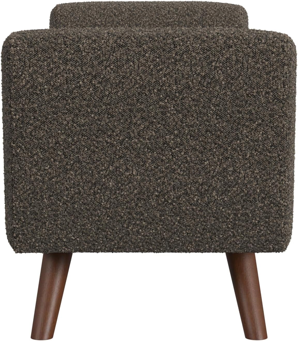 image:imageHomePop 60 Modern Storage Bench with Wood Legs Sand Faux LeatherDark Brown Boucle