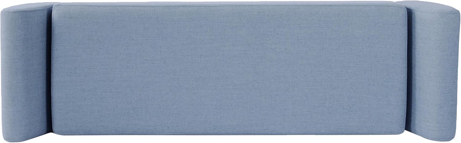 image:imageHomePop 60 Modern Storage Bench with Wood Legs Sand Faux LeatherFrench Blue Woven